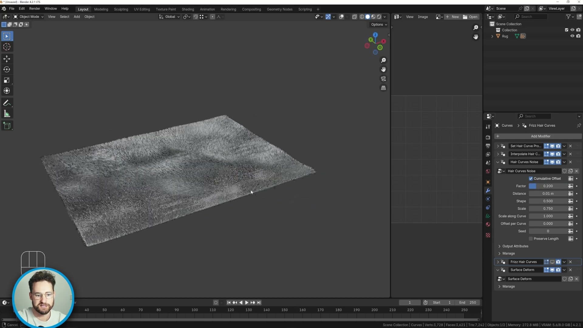Noise modifier tuned to scale 0.75 / strength 0.2, adding variation without overwhelming the comb pass.