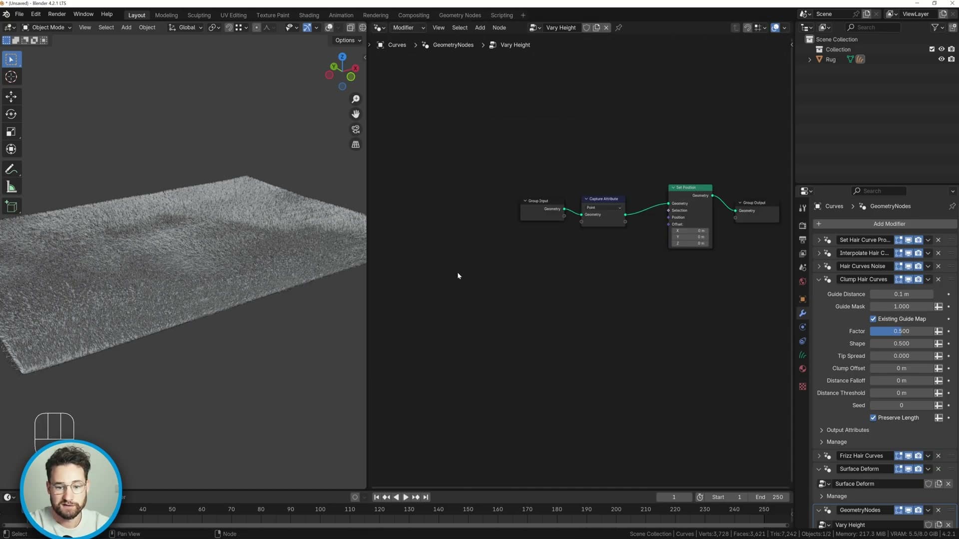 First nodes wired up: Capture Attribute feeding Set Position, Wave Texture driving the offset.