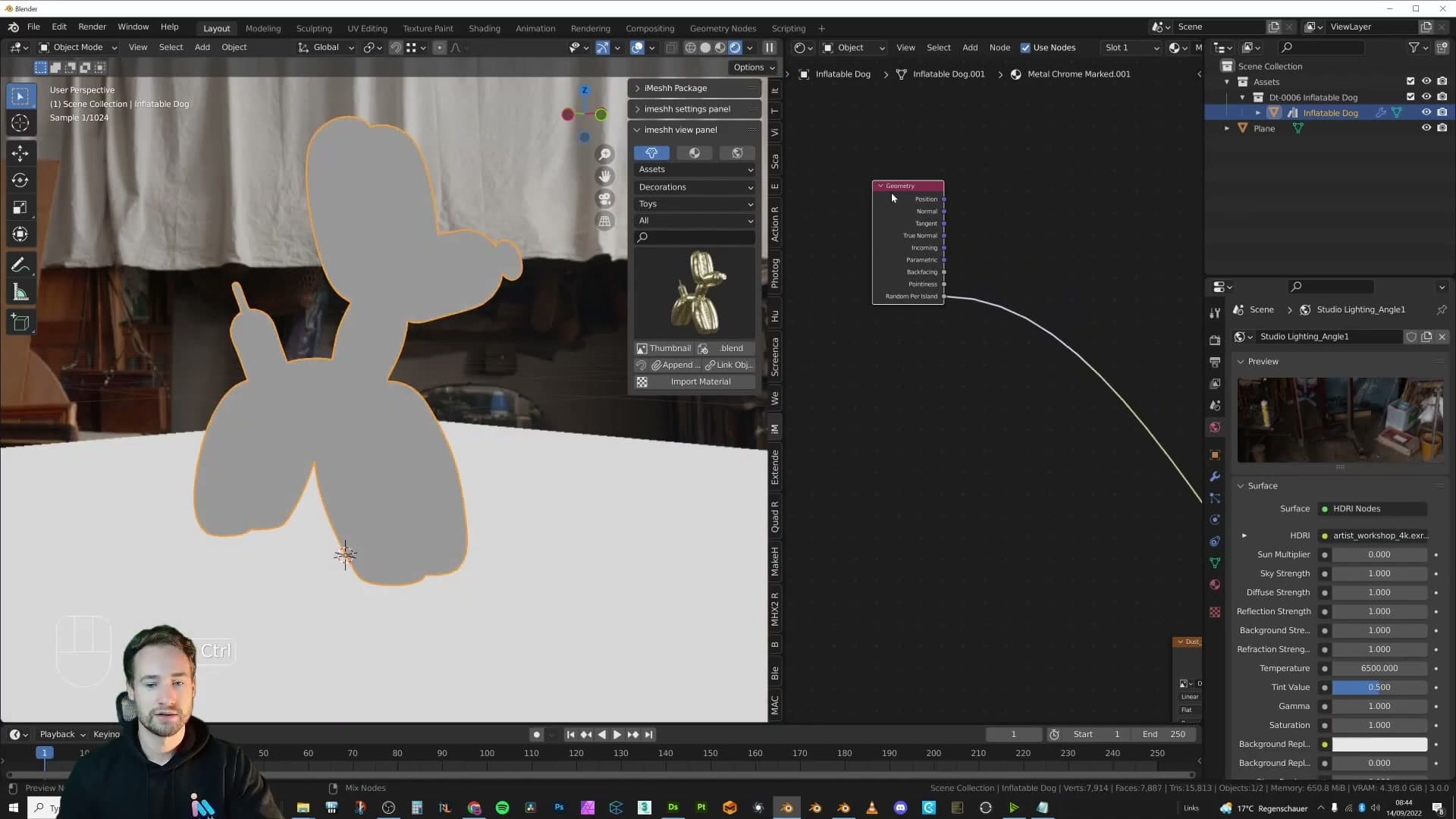 Ctrl+Shift+click cycles through Geometry node outputs to preview each one in the viewport.