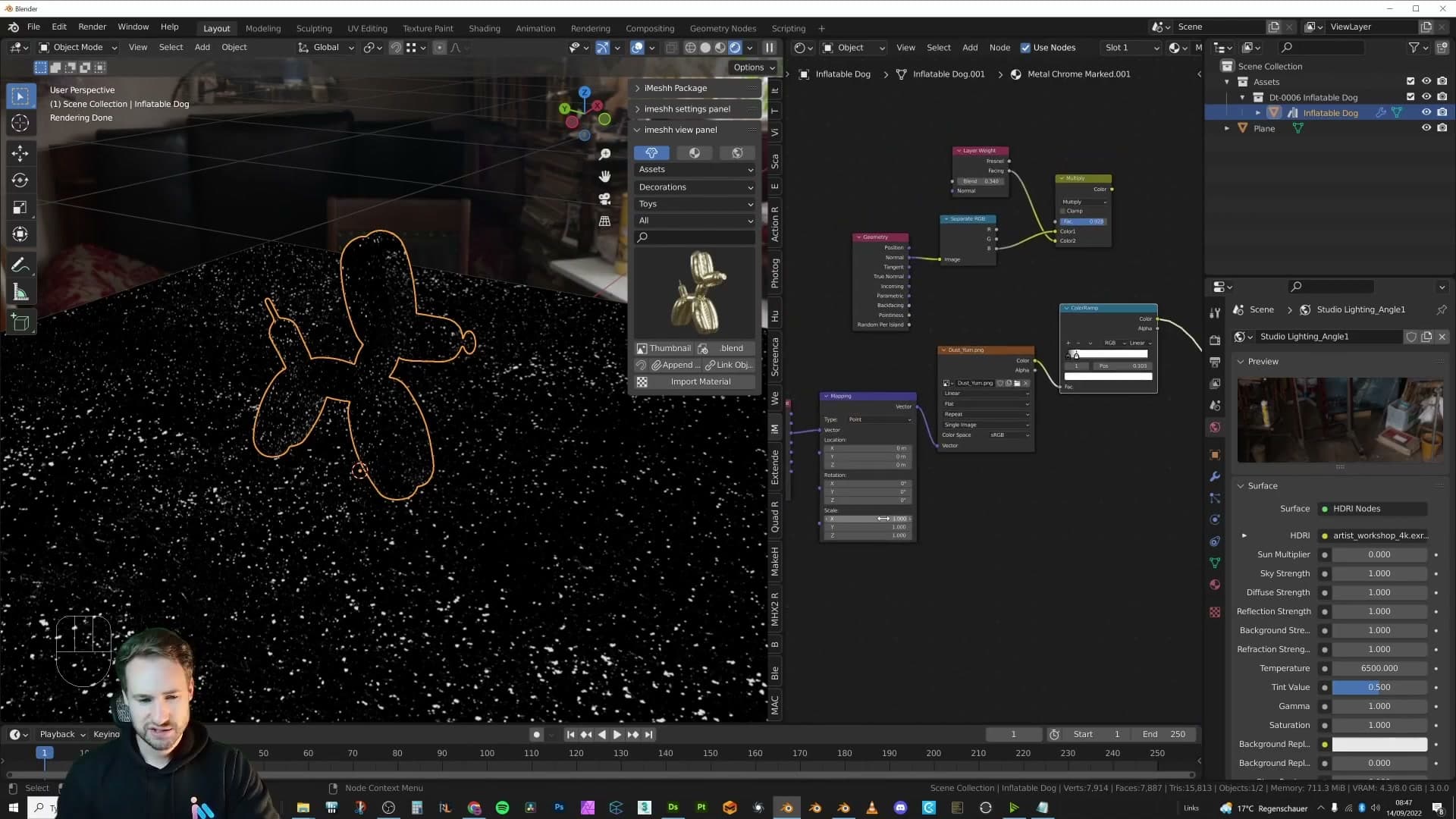 Ctrl+T adds Texture Coordinate and Mapping nodes so the dust texture can be rescaled later.
