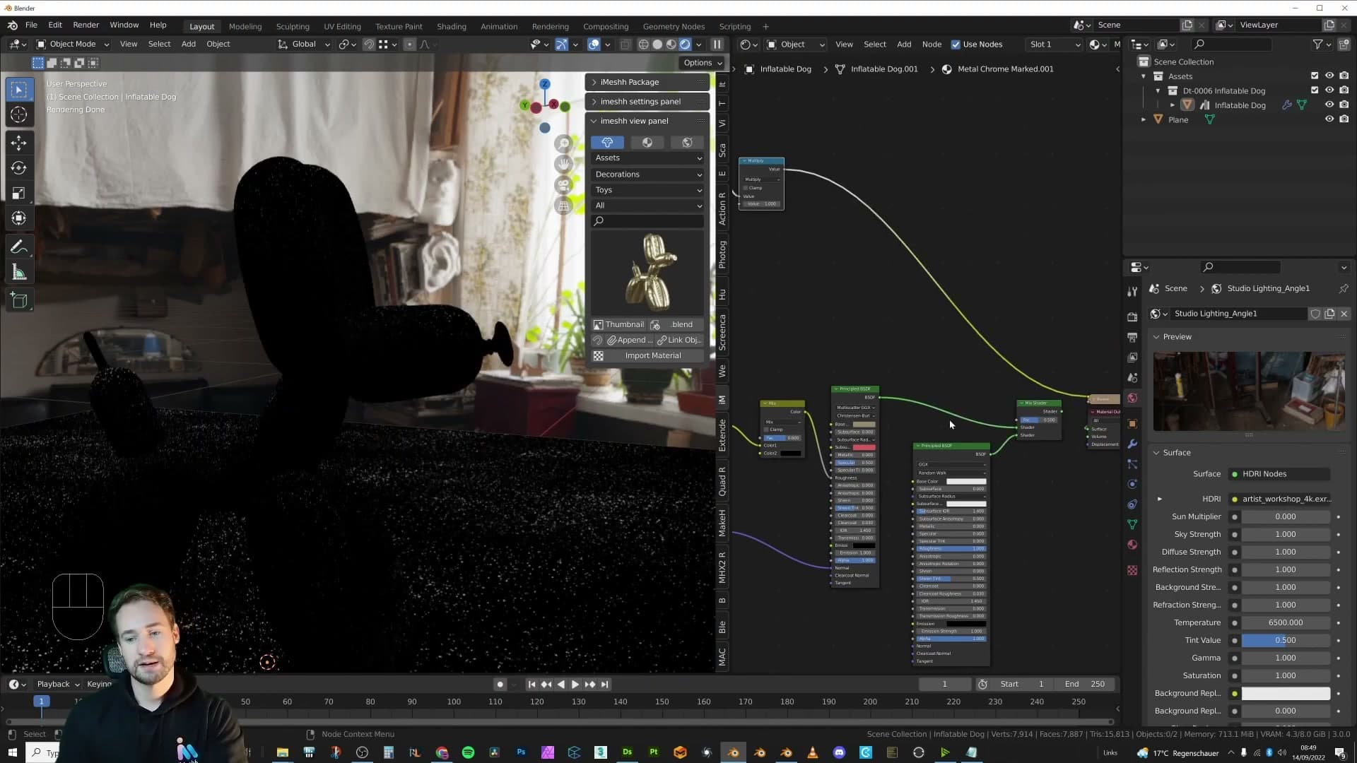 Specular 0, Roughness 1: a fully diffuse white BSDF that reads as soft particulate.