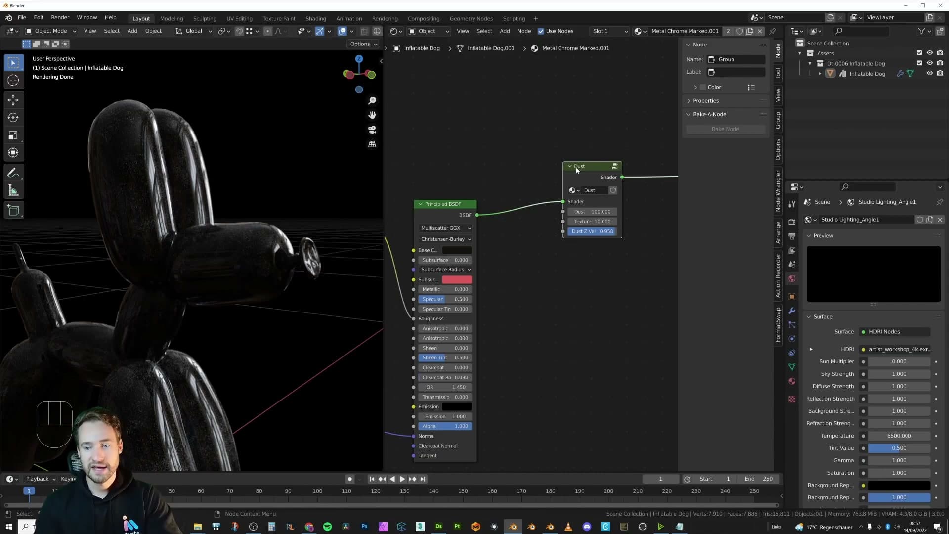 Finished Dust Node Group with all three sliders exposed, ready to append into any Blender file.