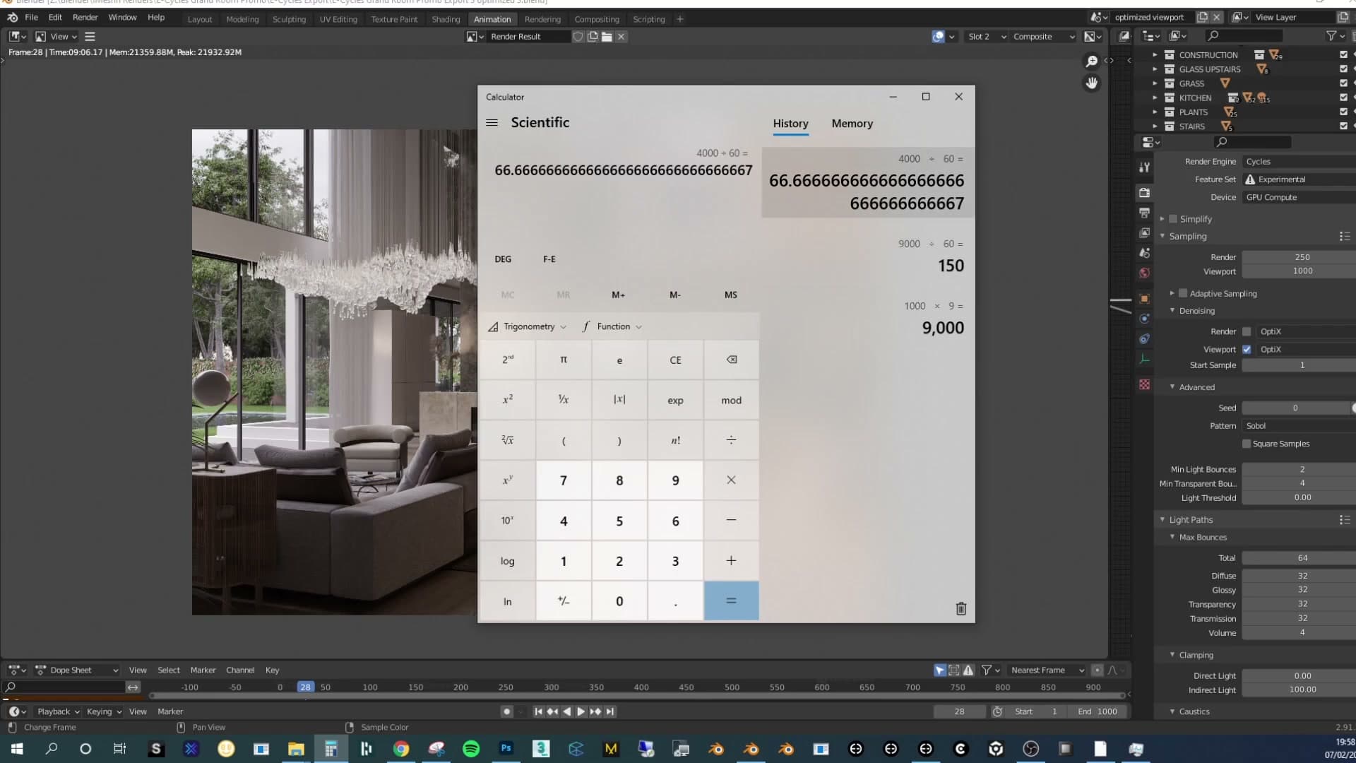 Quick maths: a 1,000-frame animation drops from 150 hours of render time on Cycles to 66 hours on E-Cycles.