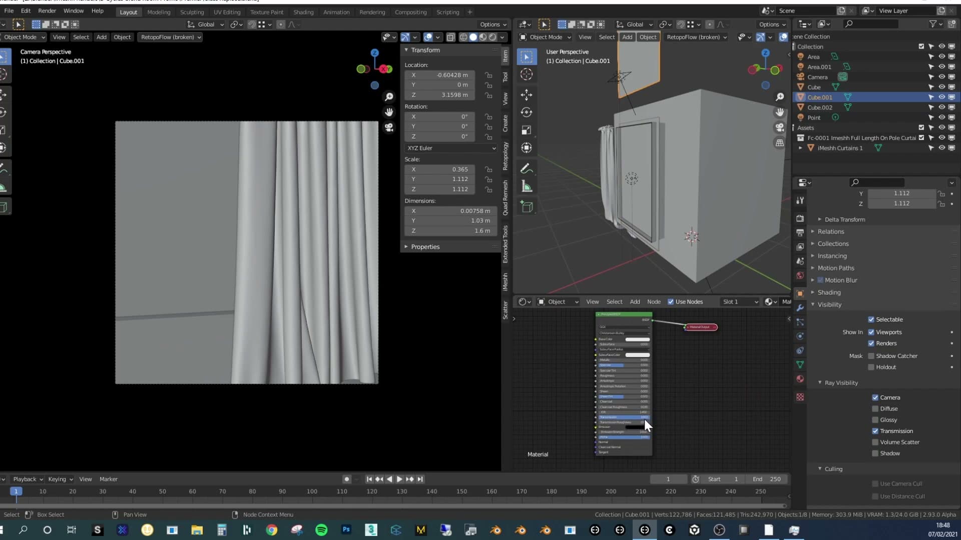 The legacy method: a mix-shader chain that forces light through the glass while preserving the reflection.