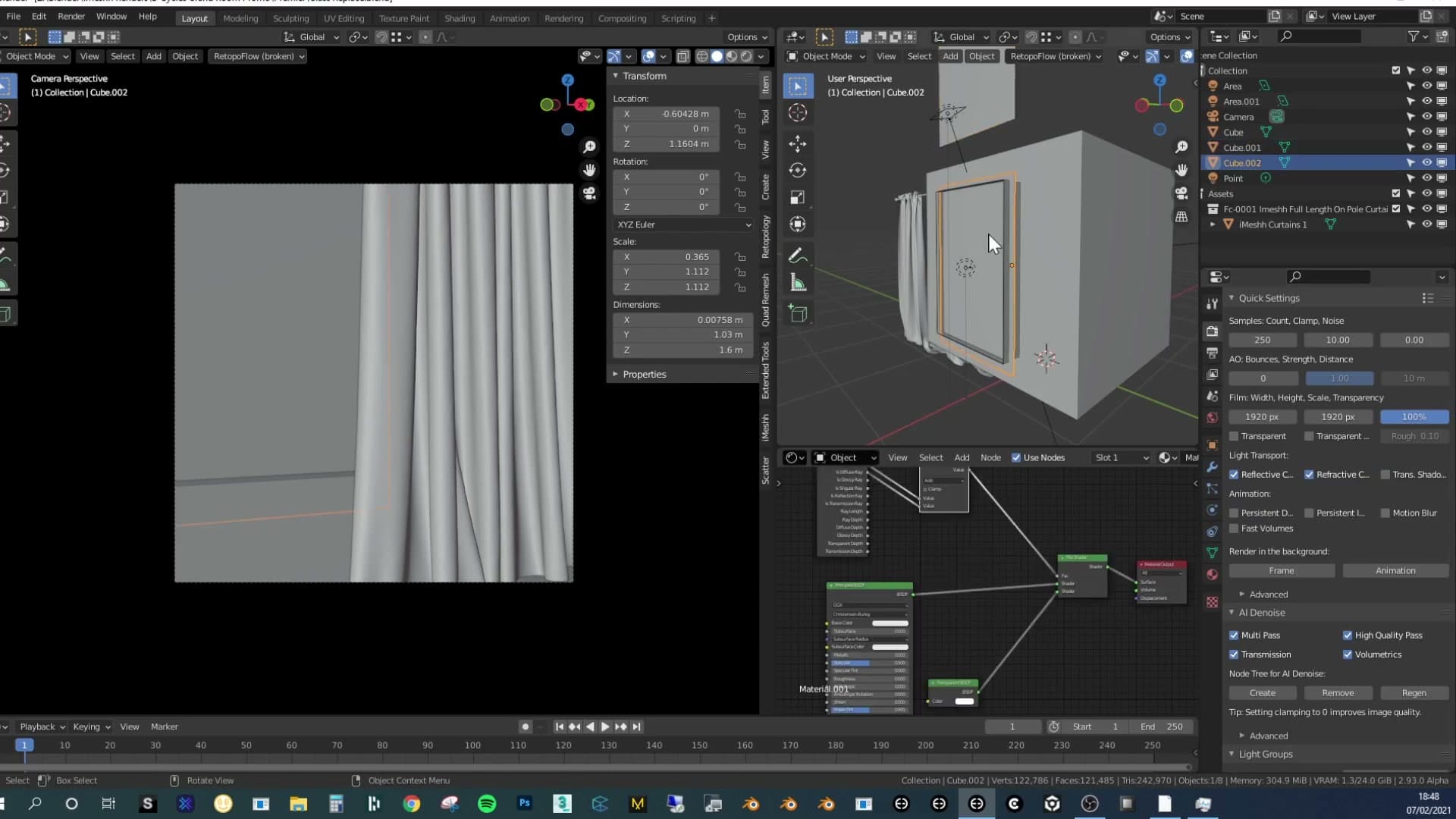 The new method: a single Glass BSDF, transmission 1, roughness 0, with object Ray Visibility limited to Camera and Transmission.