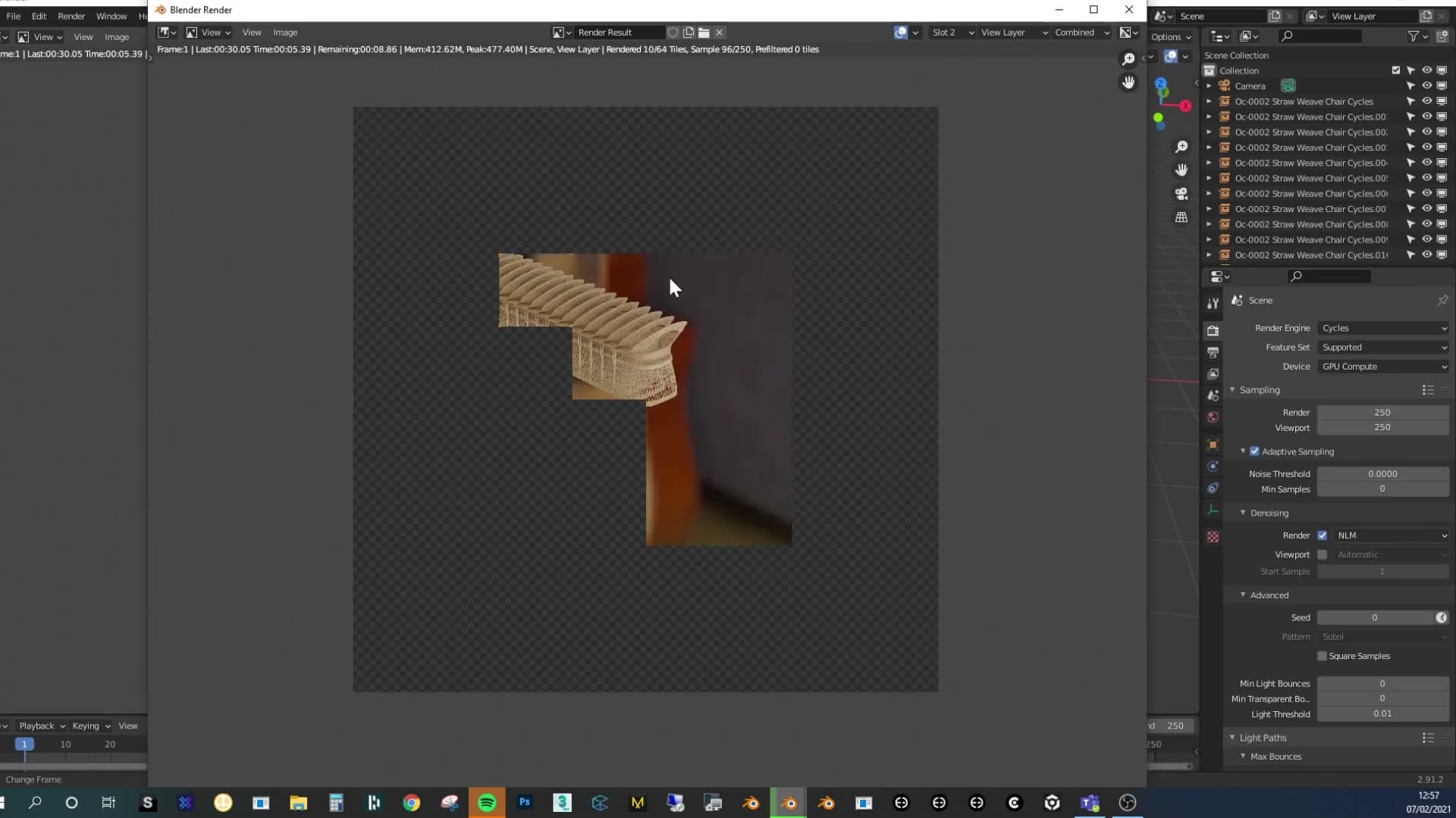 Same number of placements, modifier evaluated only once. RAM drops to around 400 MB on the same scene.