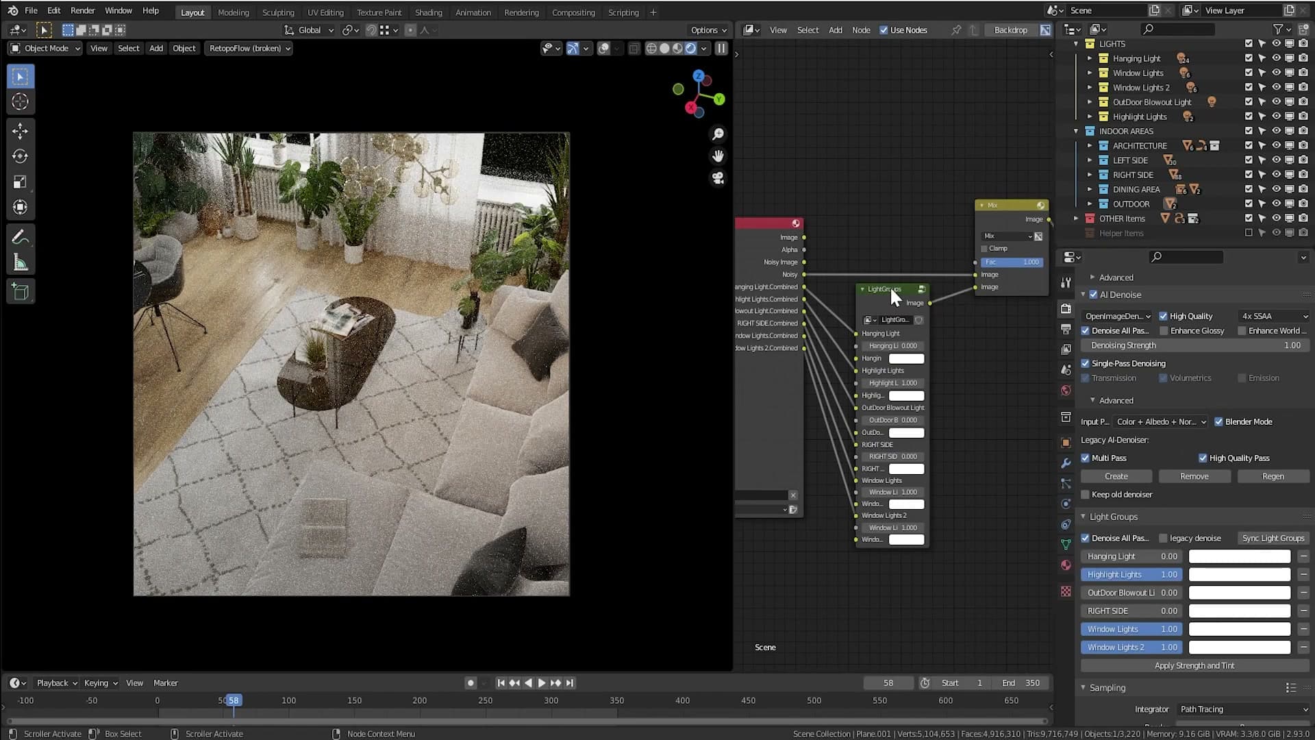 Click Light Groups in the E-Cycles panel. It scans your light collections and builds the compositor nodes automatically.