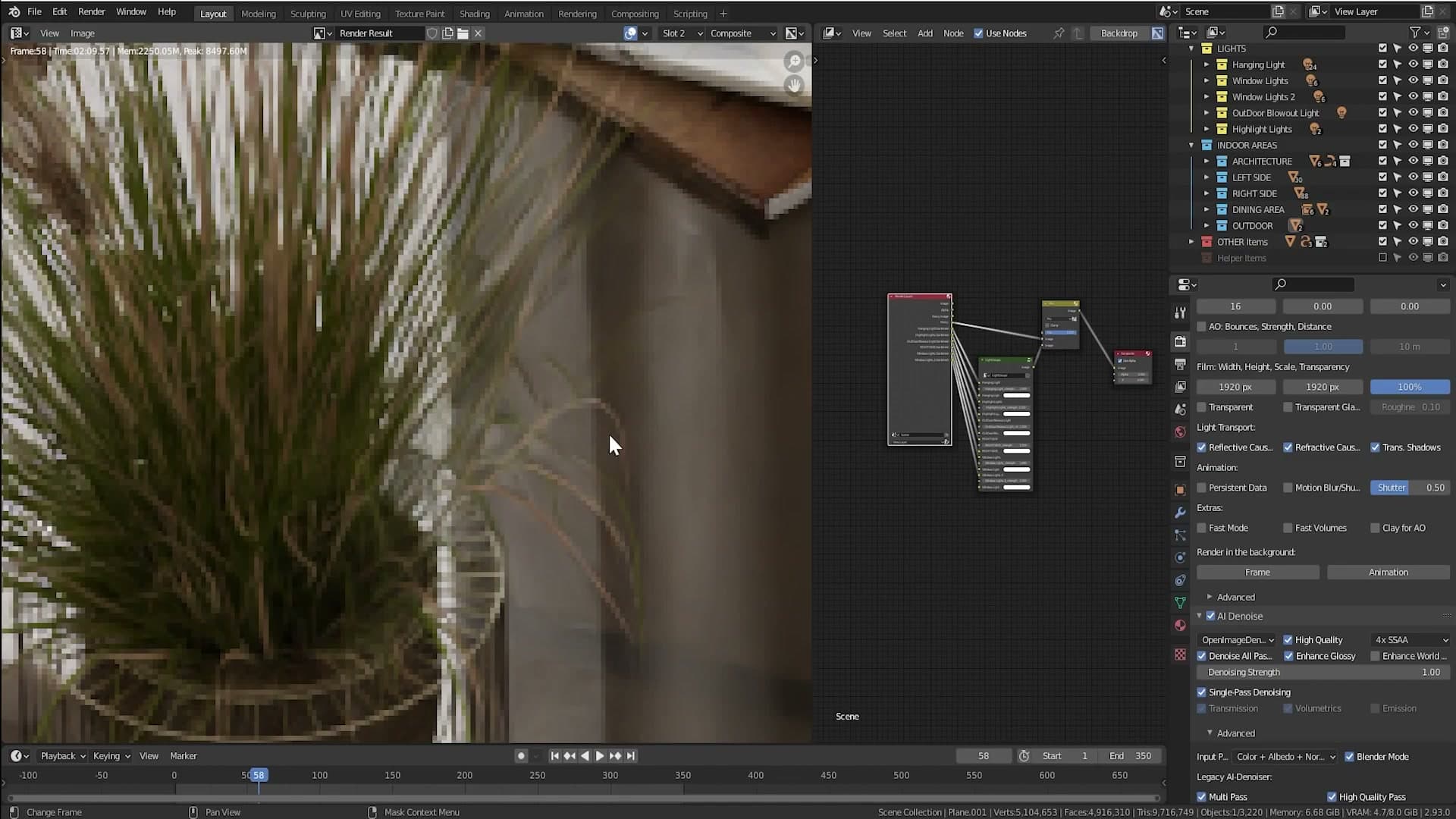 High Quality off (slot 2): the same grass blurs together and fine detail is lost.