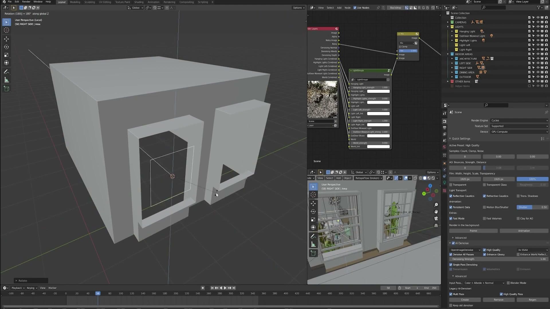 Manual portal setup: add area light, size to the window edge, orient outward, then tick Portal in the light data panel.