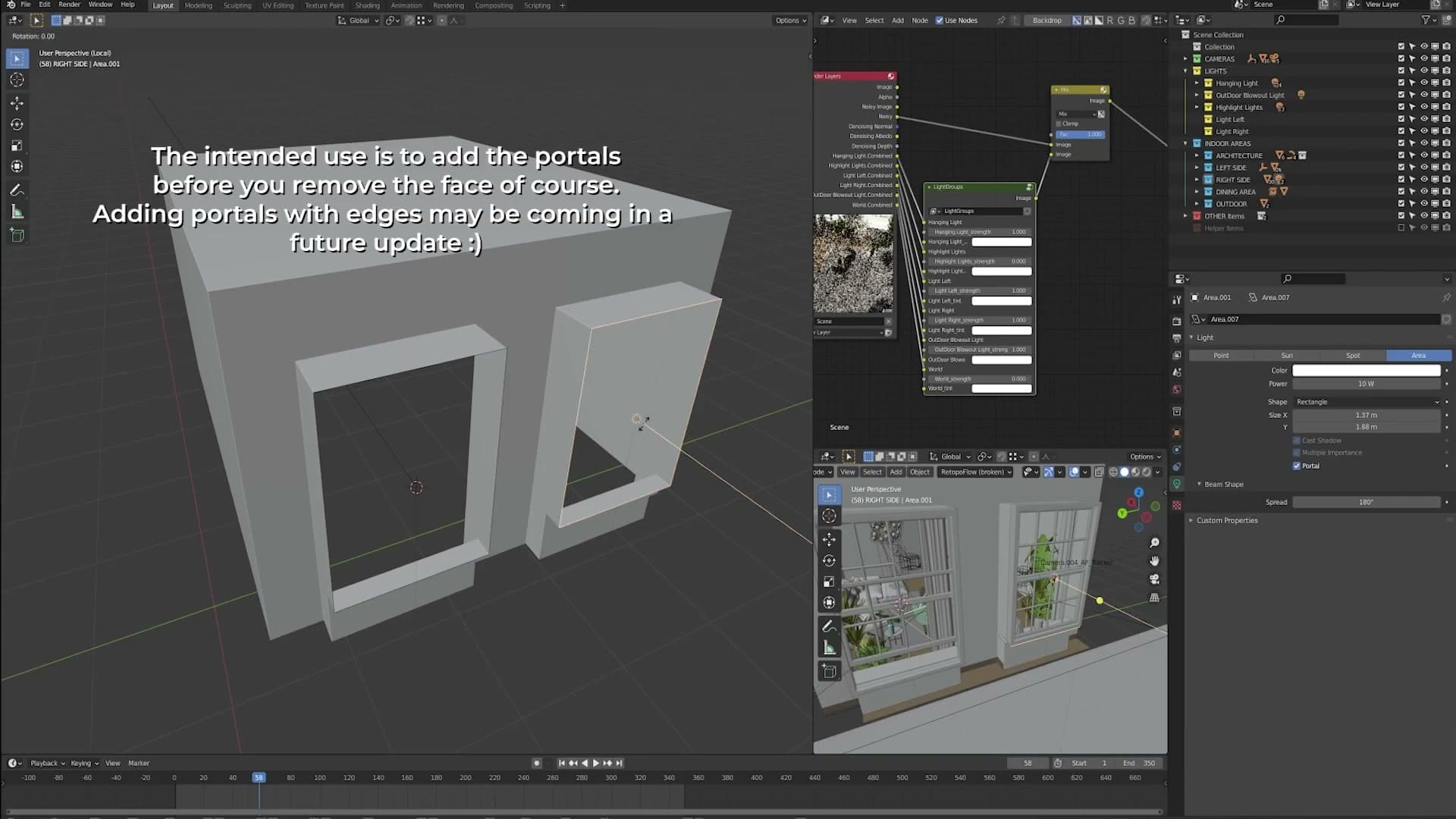 Right-click a window face and pick Portal Creator at the bottom. E-Cycles drops a perfectly-fitted portal; flip the normal if it lands the wrong way round.