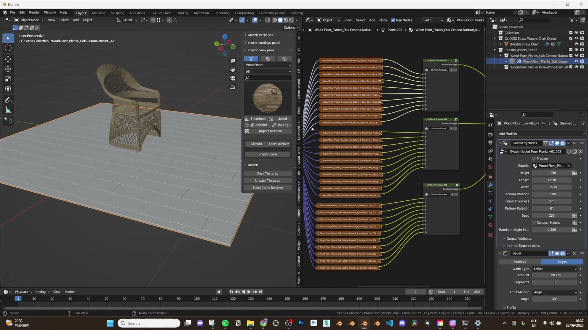 Roughness and normal maps generated for each of the ten individual planks in the material.