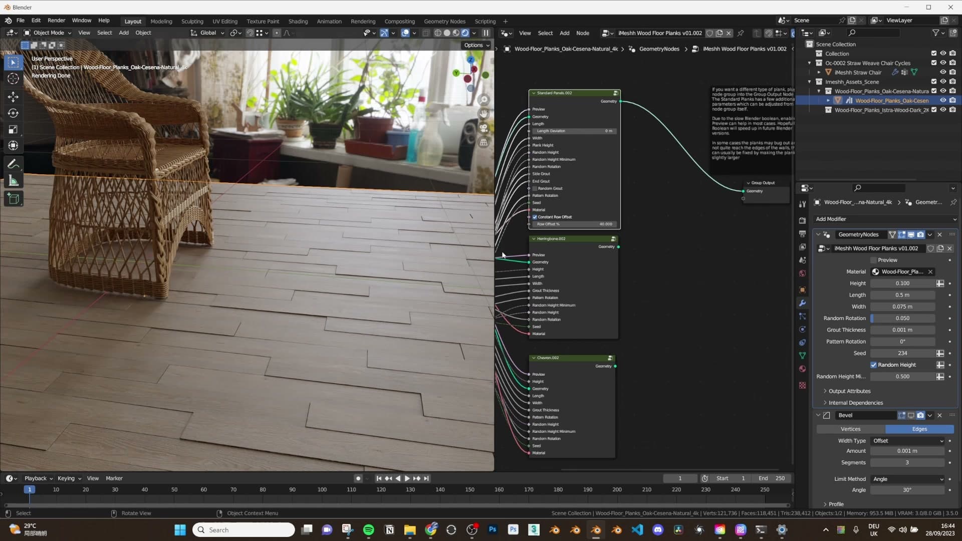Random height at 0.5, each plank now sits between 50% and 100% of the base thickness.