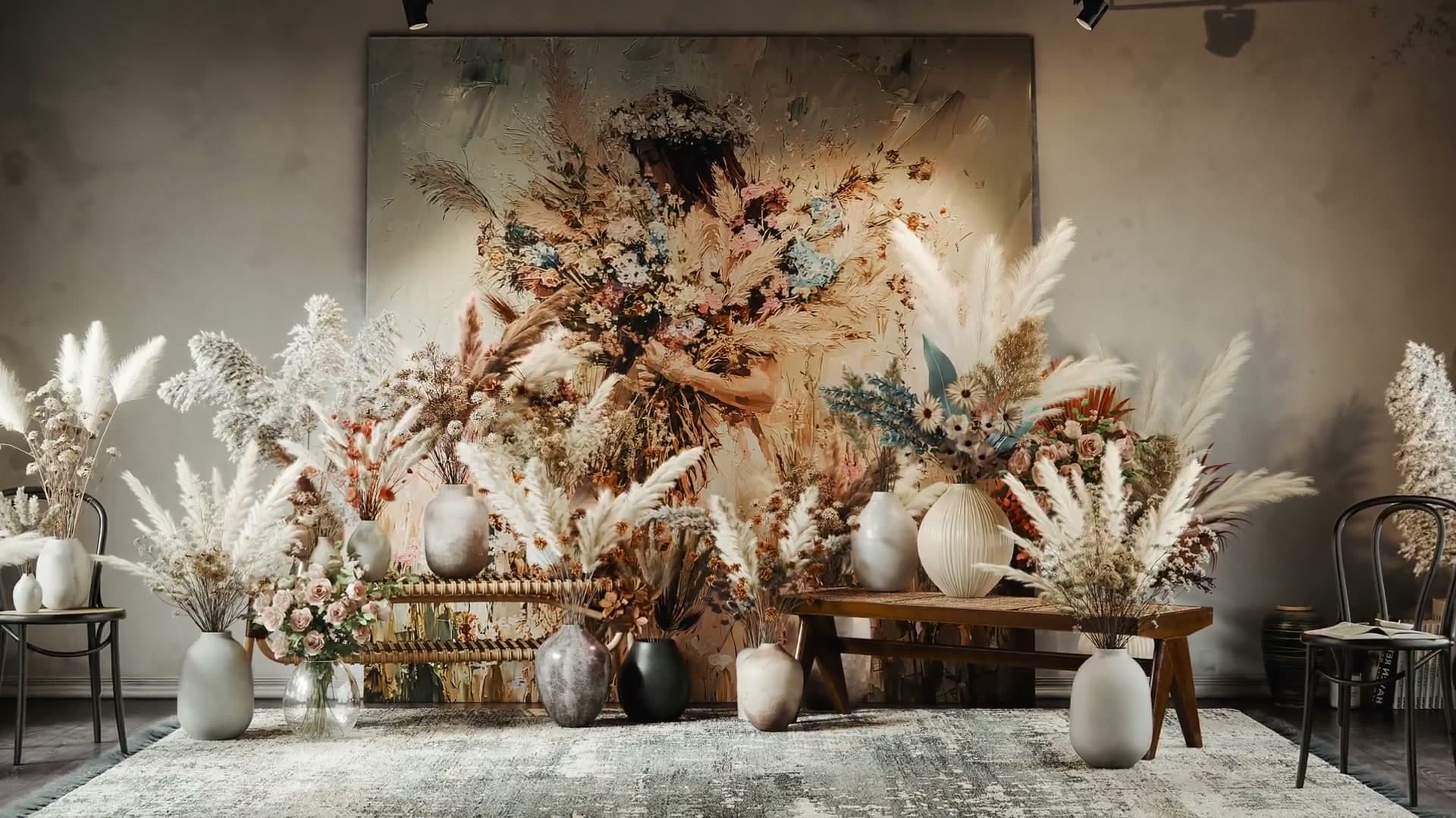 The finished photorealistic art-studio scene we're rebuilding