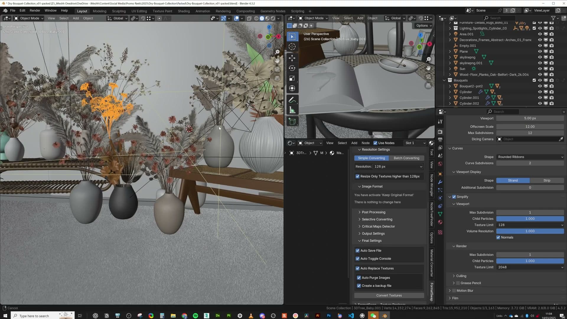 Format Swap panel with max texture size set to 128