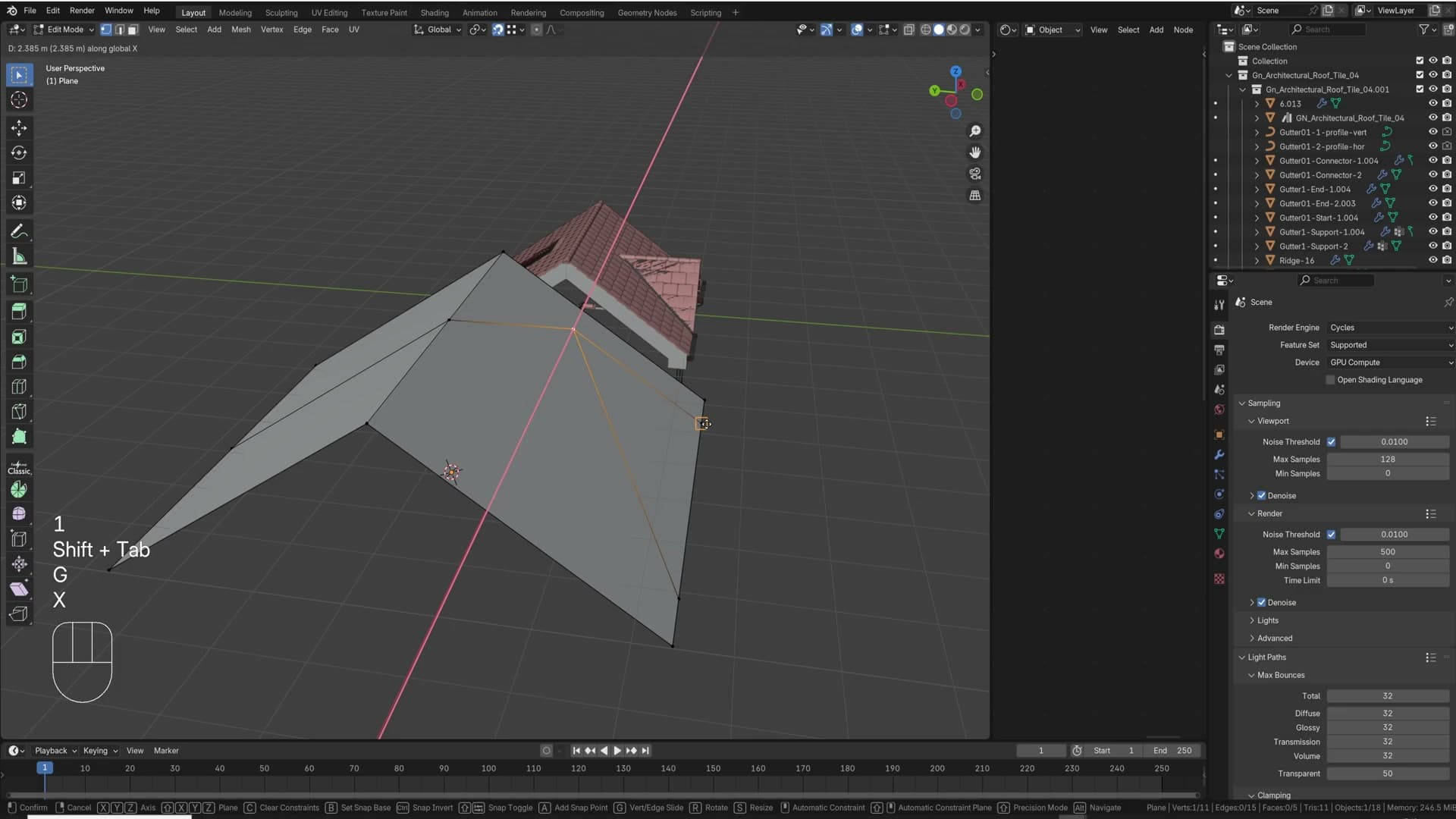 A simple custom roof shape modelled on top of the building, ready to receive the generator.