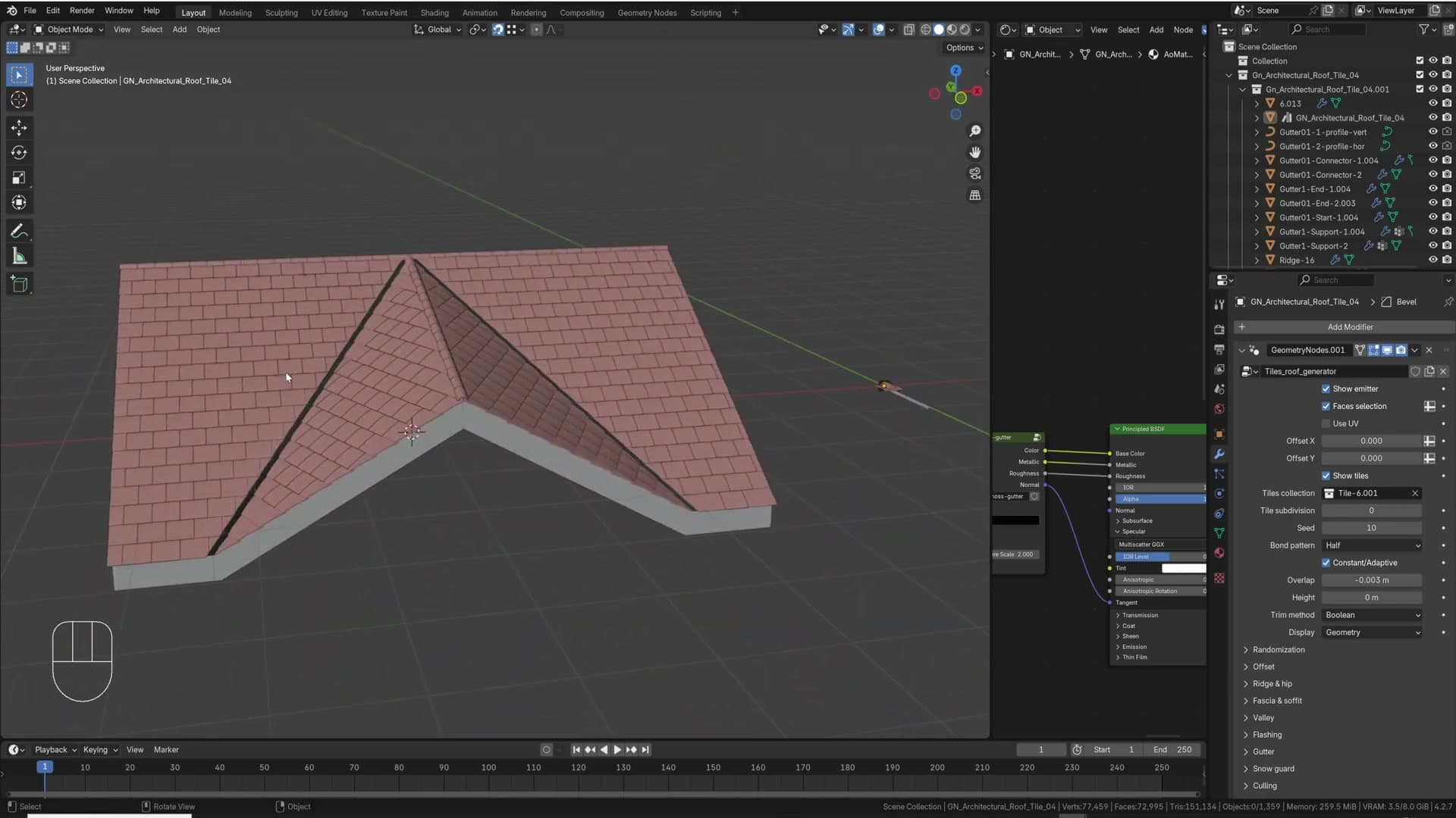 Same area after joining the problem vertices with J: clean, flat faces and predictable tile placement.