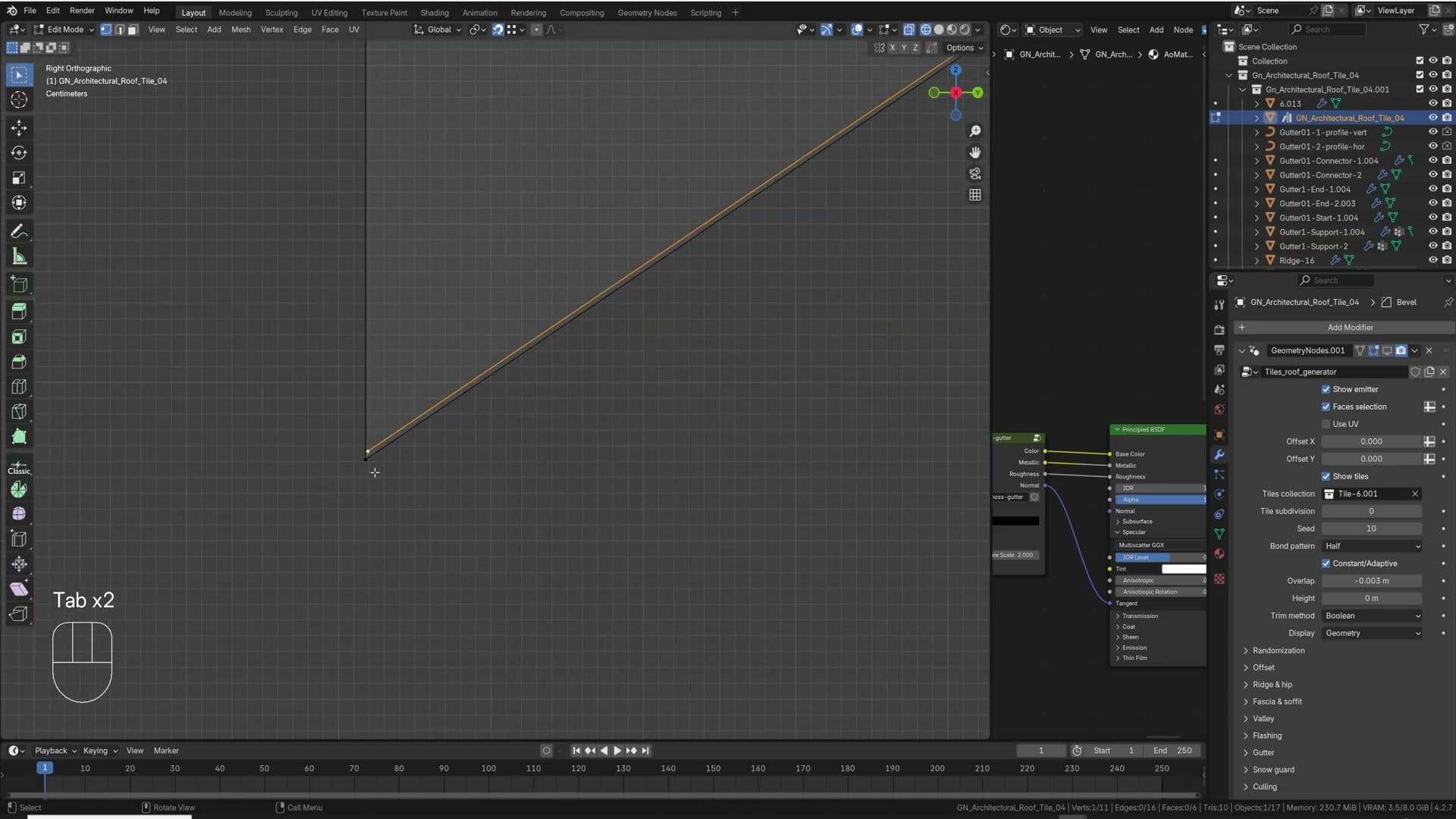 Deliberately moving one vertex off-plane to show how a single bad vertex breaks the entire roof face.