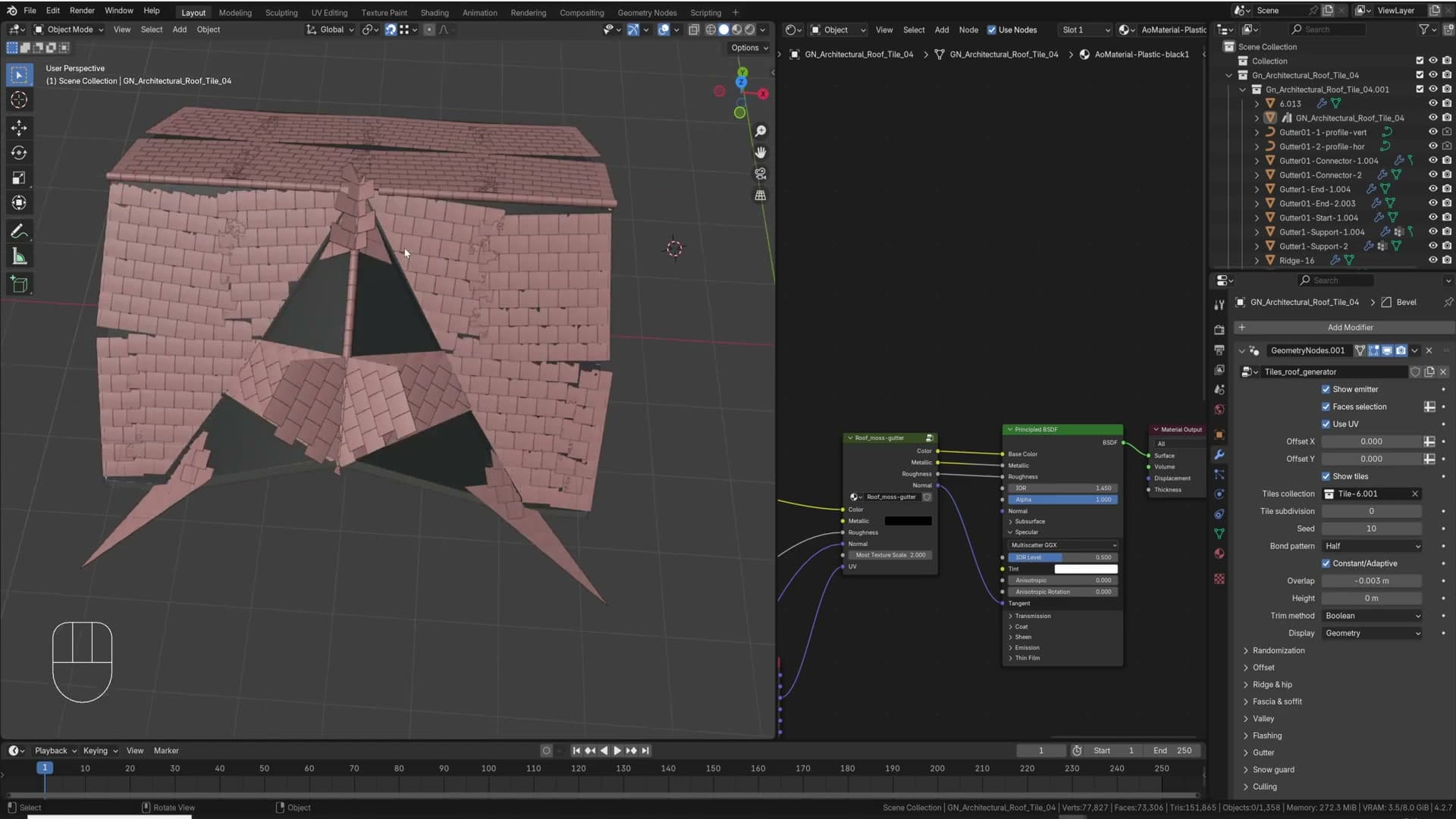 UV mode toggled on without unwrapping. Tiles fly off in random directions because there's no clean UV map yet.