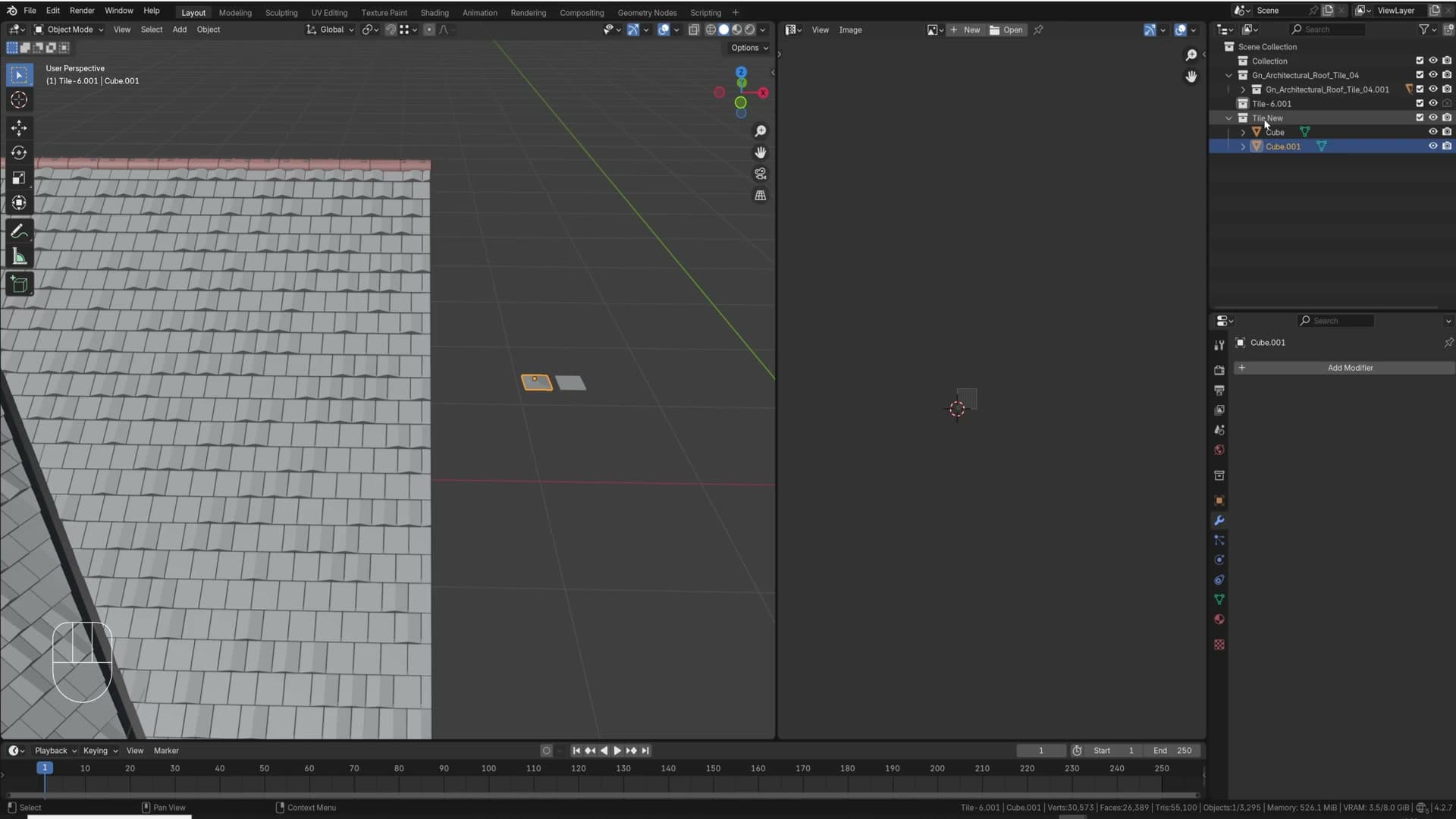 Two tile variants in one collection. The generator randomly cycles through them across the roof.