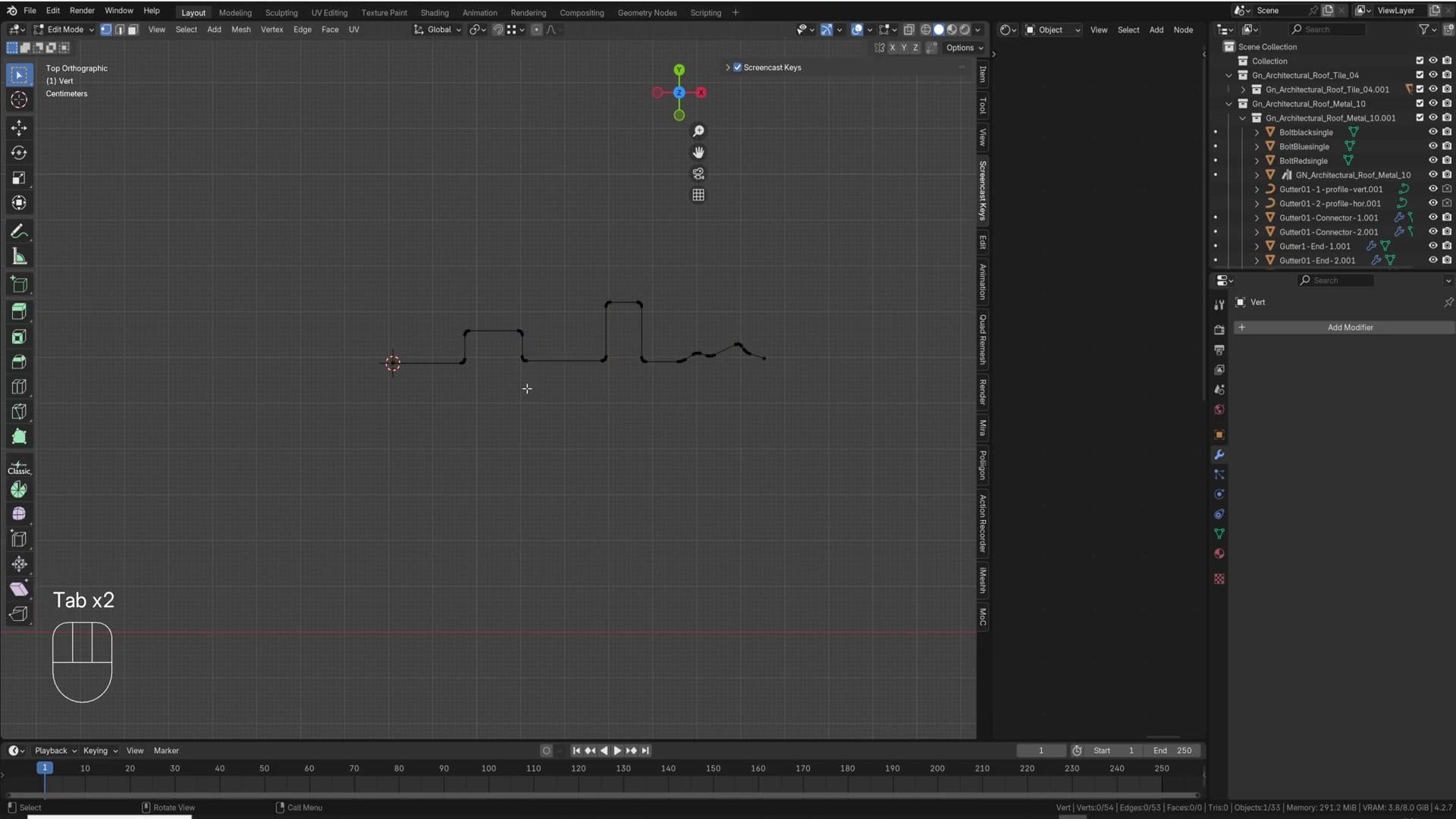 Bevel applied to corners with Ctrl+Shift+B for a softer panel edge.