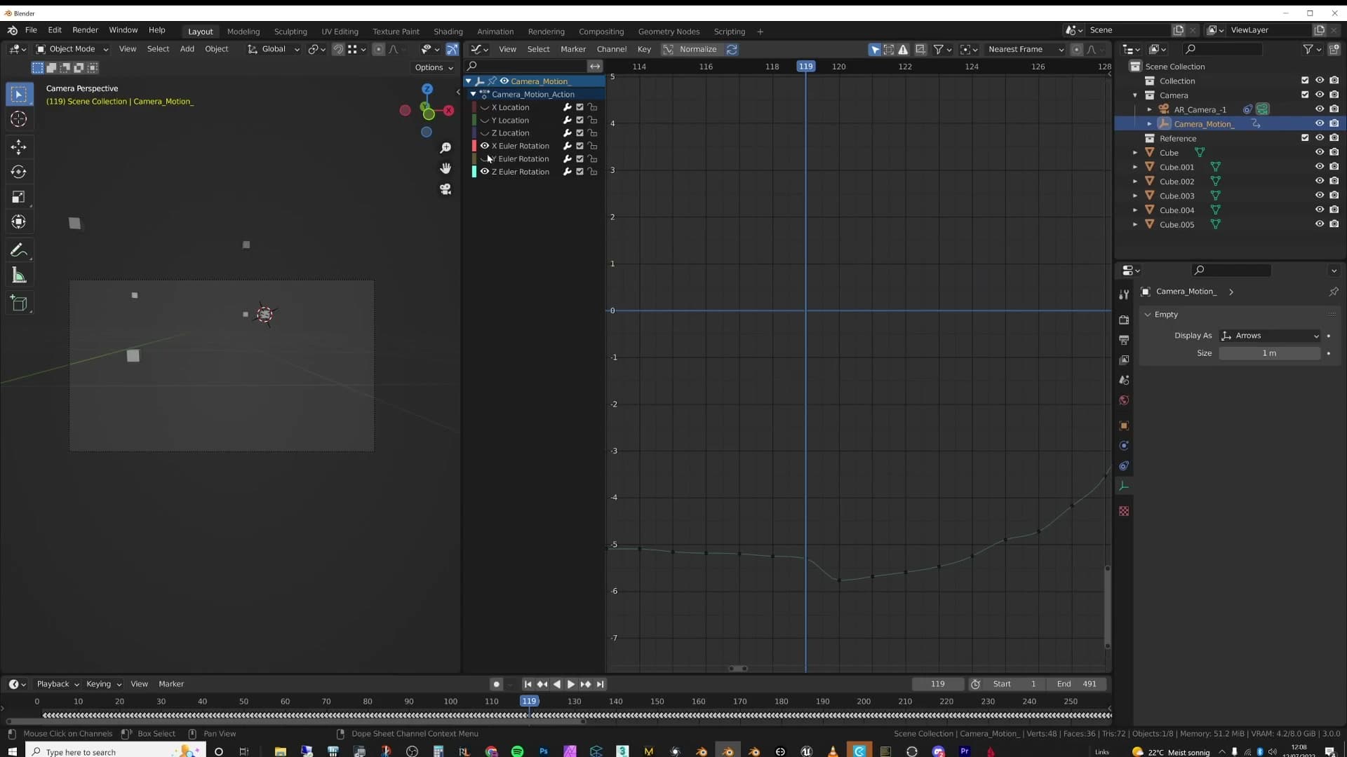 Isolating Y and Z location channels to spot the sudden jumps, then deleting the offending keys.