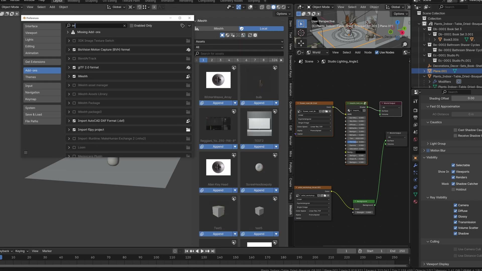 iMeshh path settings in Edit Preferences, version 1.2.0, with multiple custom directories added.