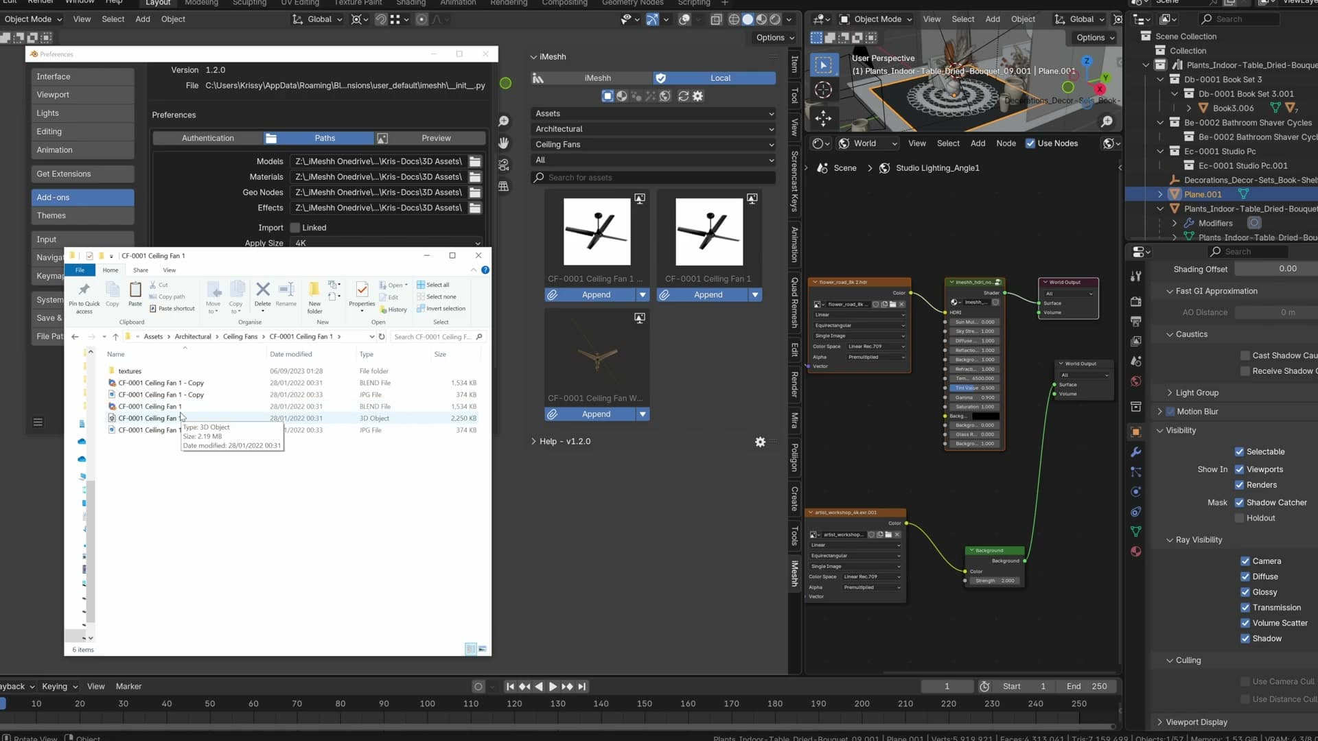 Refresh button picking up a freshly duplicated .blend/.jpg pair without restarting Blender.