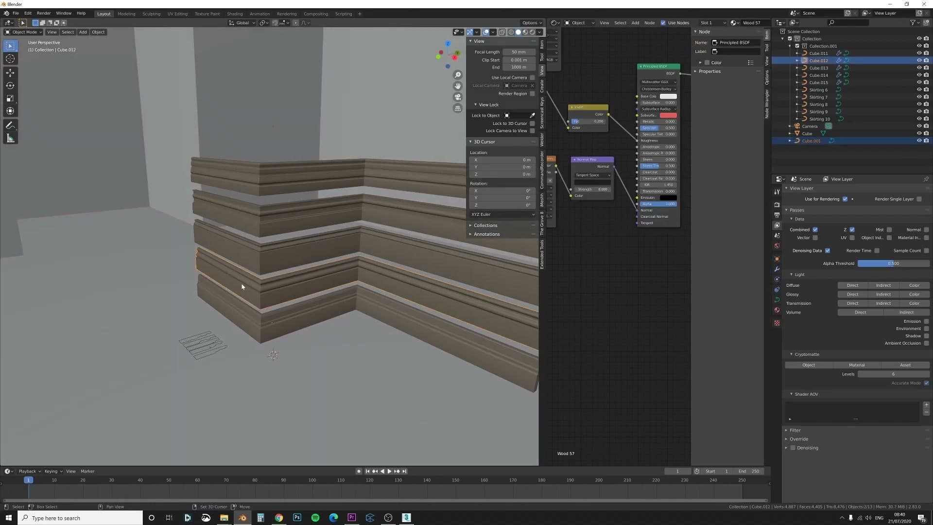 iMeshh skirting profile library opened, ready to pick one as the cross-section.