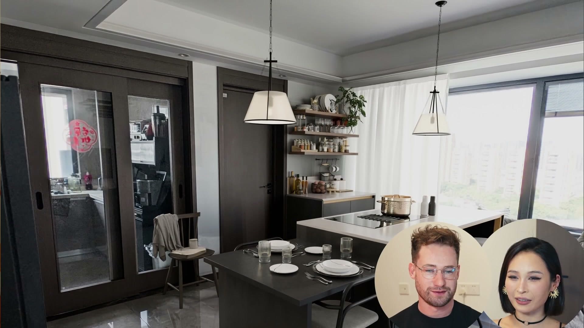 Finished kitchen scene with CG furniture composited into the real-life photo.