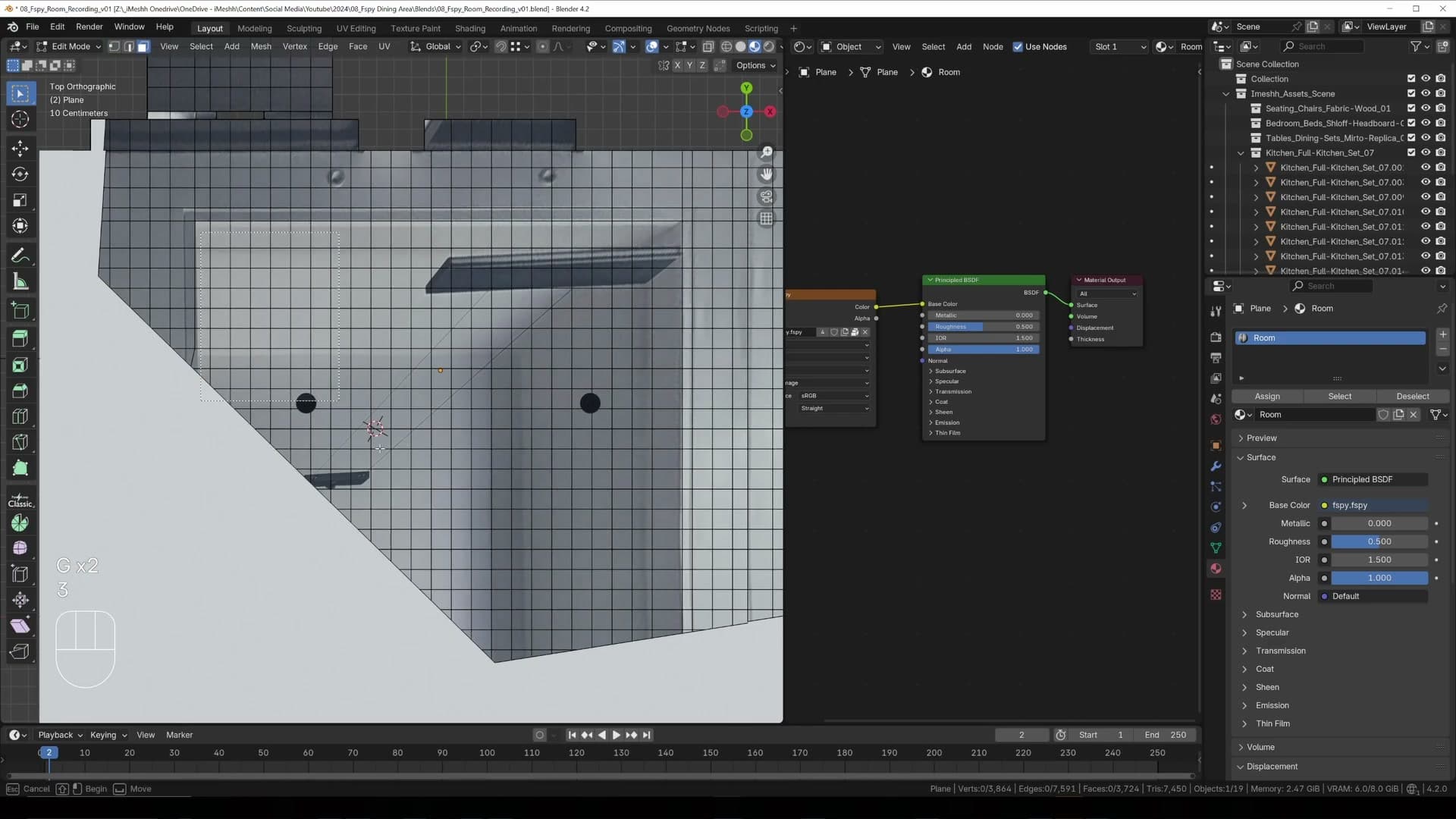 Render preview: a CG table now passes behind the cutout sofa believably.