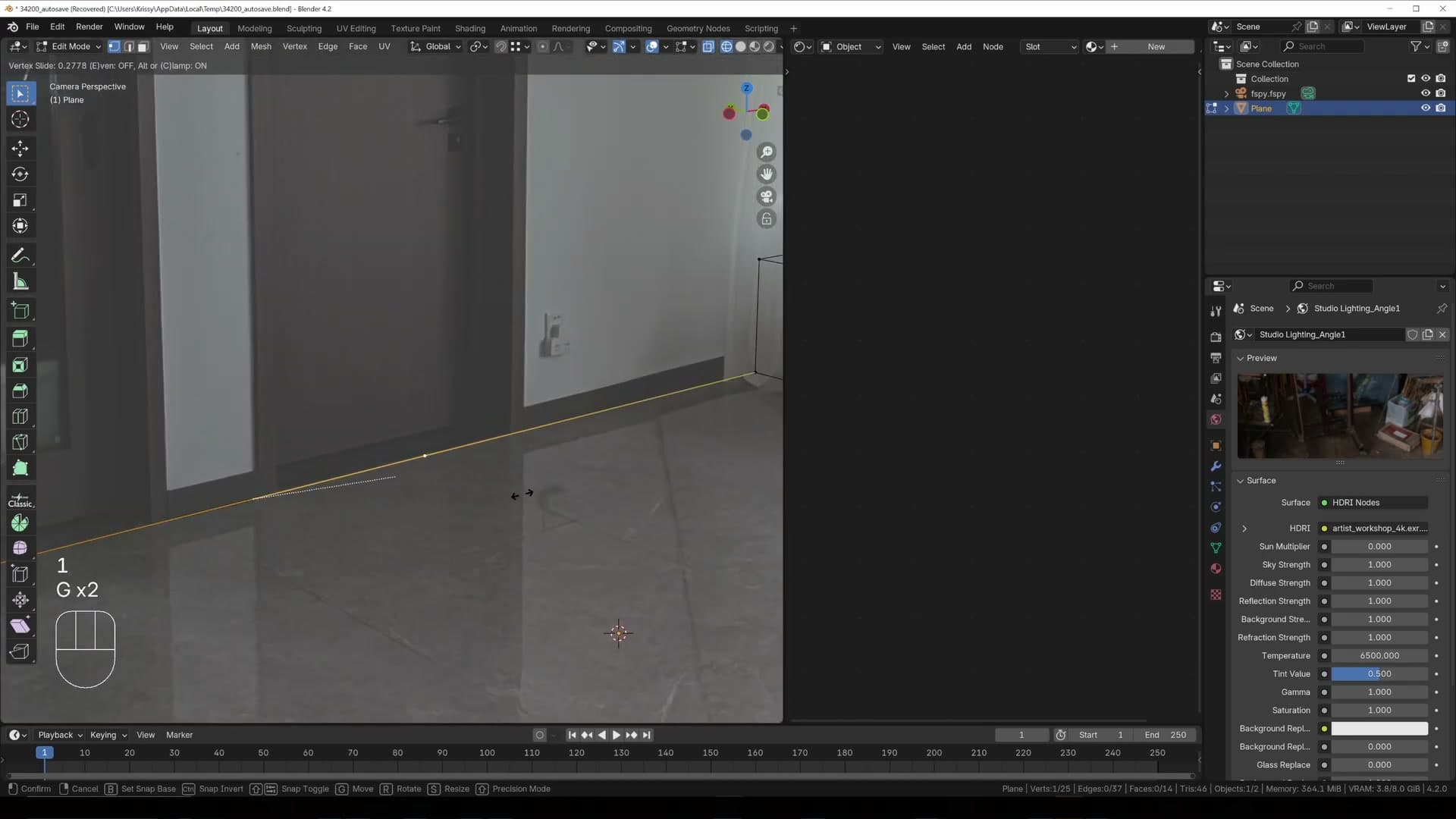 Subdividing and isolating the door frame edge with Shift+D and P > Selection.