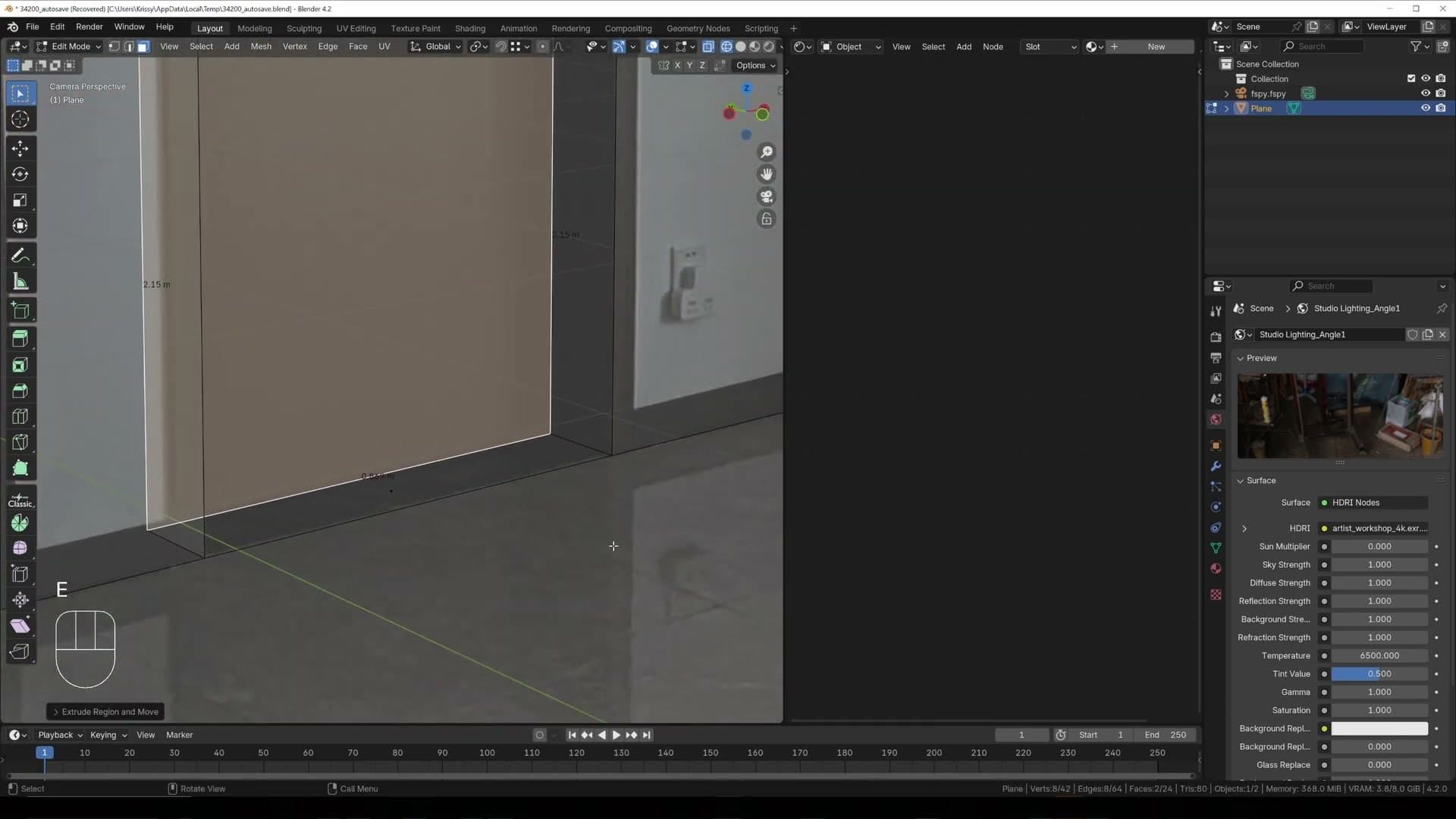 Door faces extruded inward to match the real frame depth.