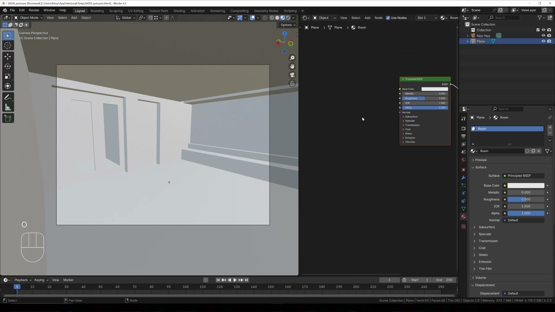 Initial project-from-view with the FSPY image: warped mess outside camera view.