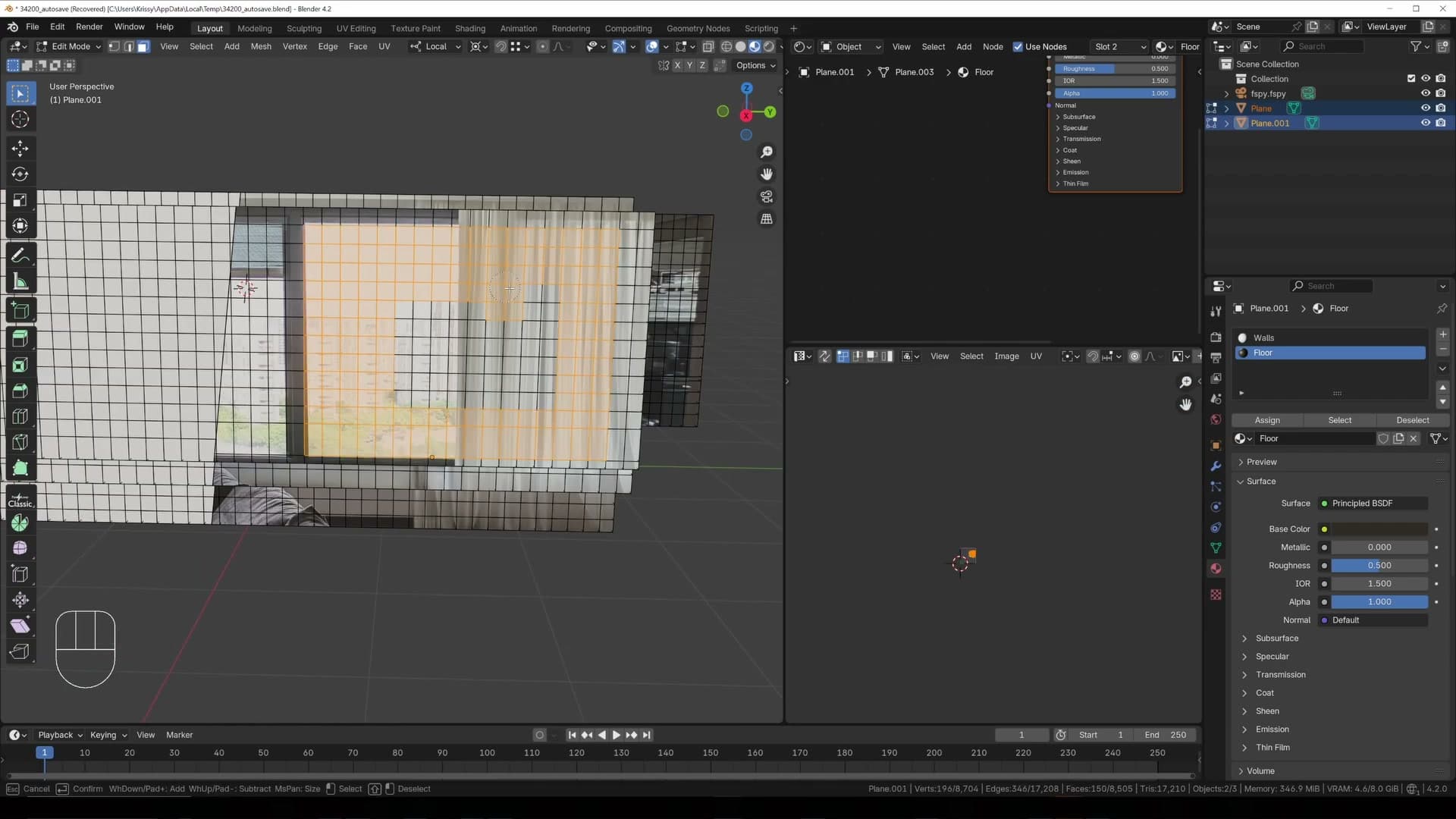 C-brush selecting window faces ready for X > Delete Faces.