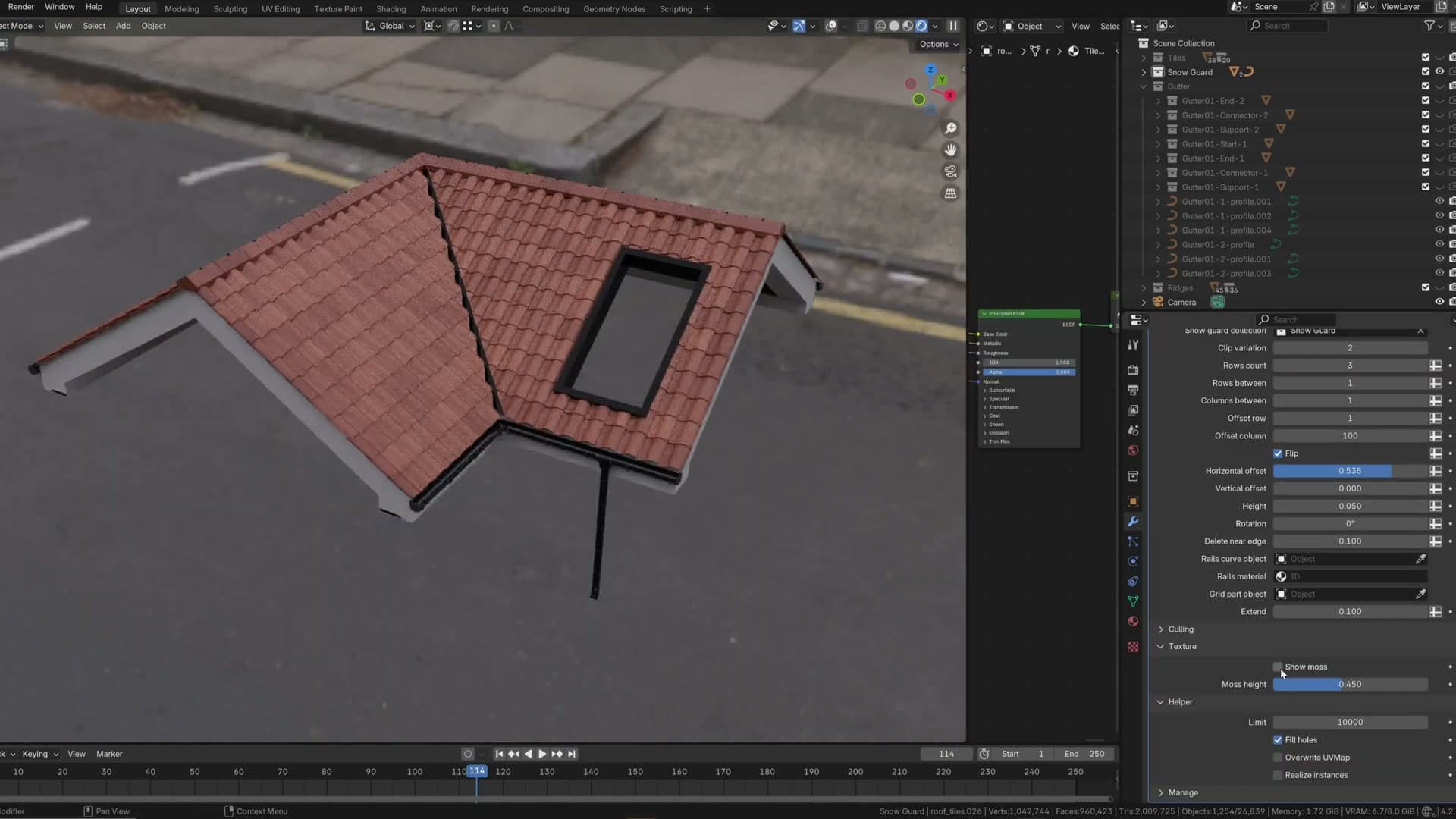 Opening shot showing the roof generator running inside Blender.
