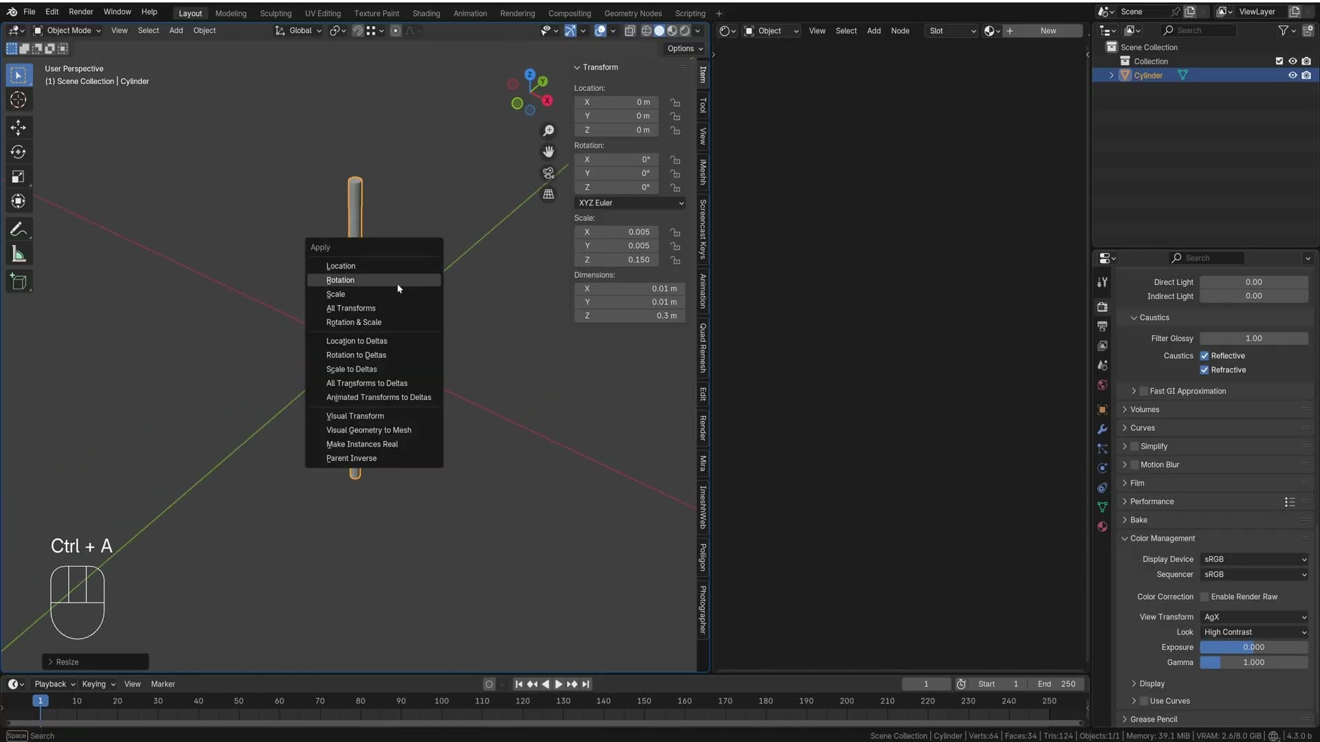 Z-axis scaled to 0.3, giving a 30cm long leg.