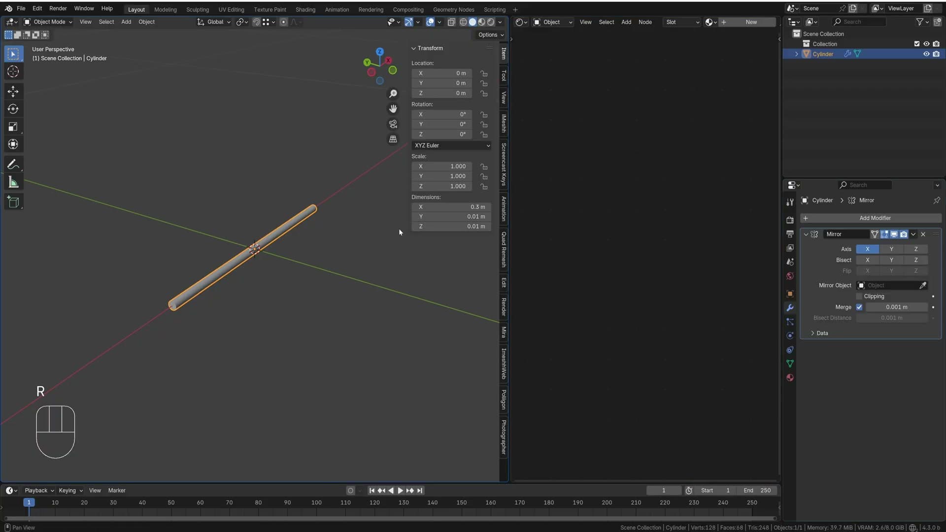 Ctrl+A applies the transforms so scale resets to 1 and mirror modifiers behave.