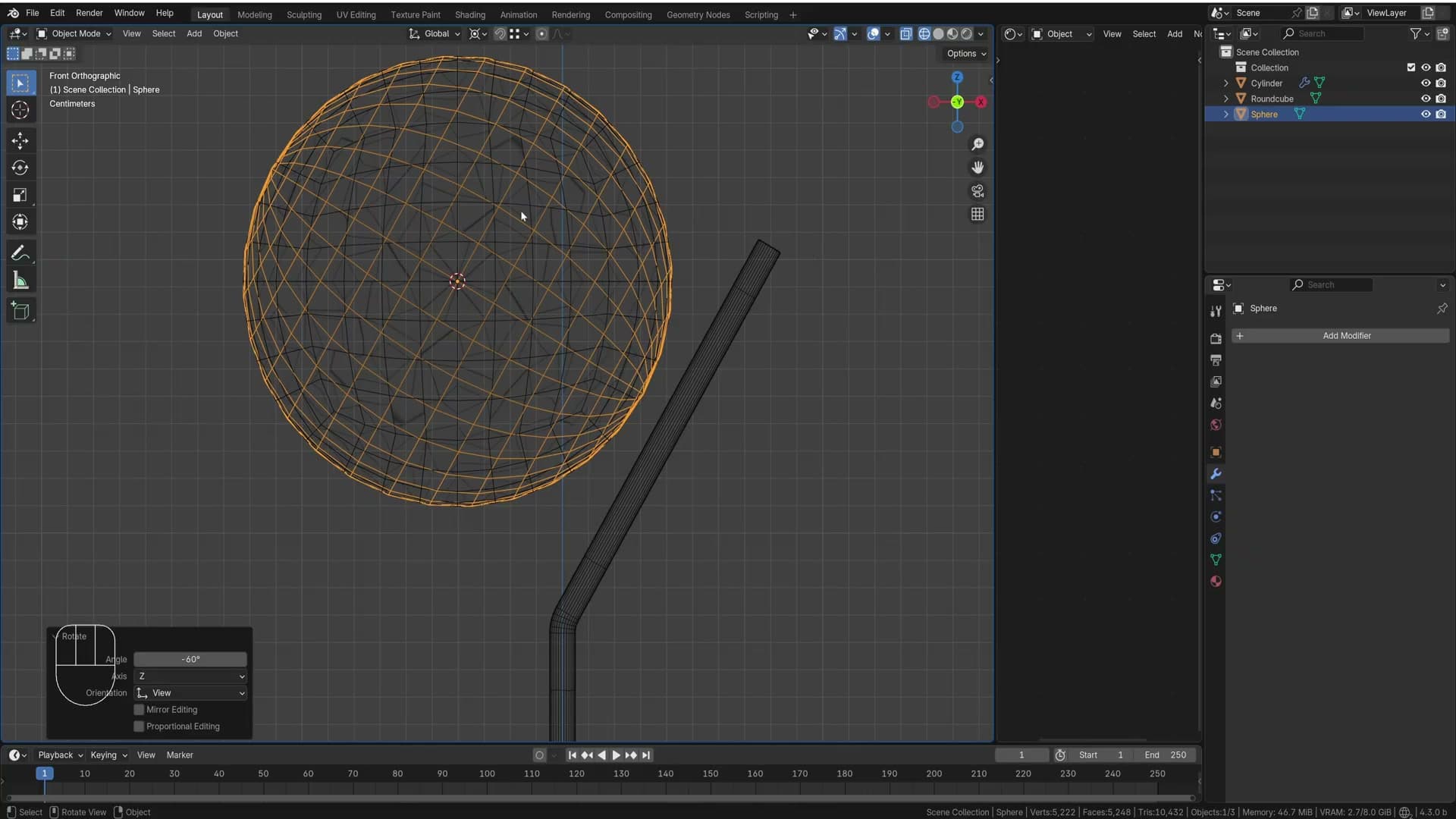 UV sphere rotated -60° encloses the globe with overlapping geometry.