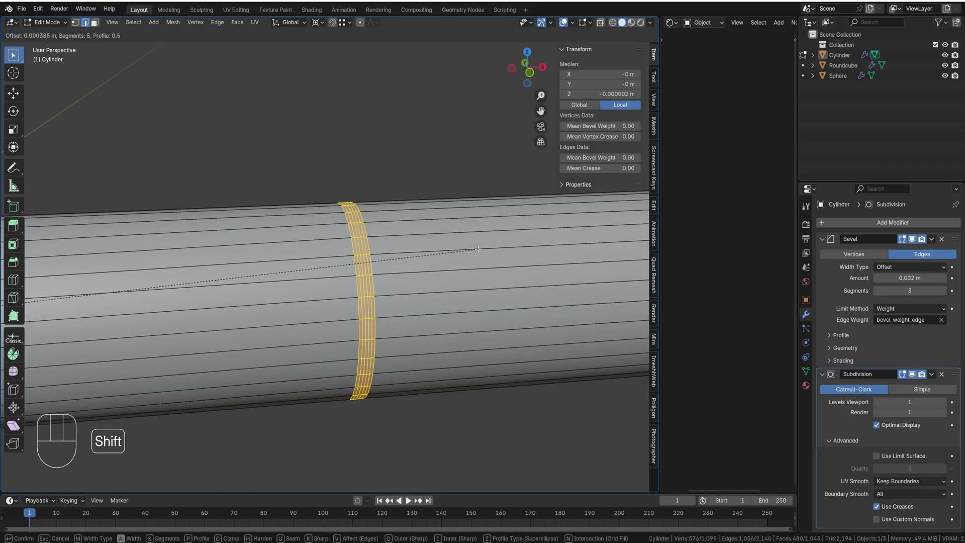 Ctrl+R then G+X -0.12 places loops at exactly the same distance on every leg by rotating the object 120° between cuts.