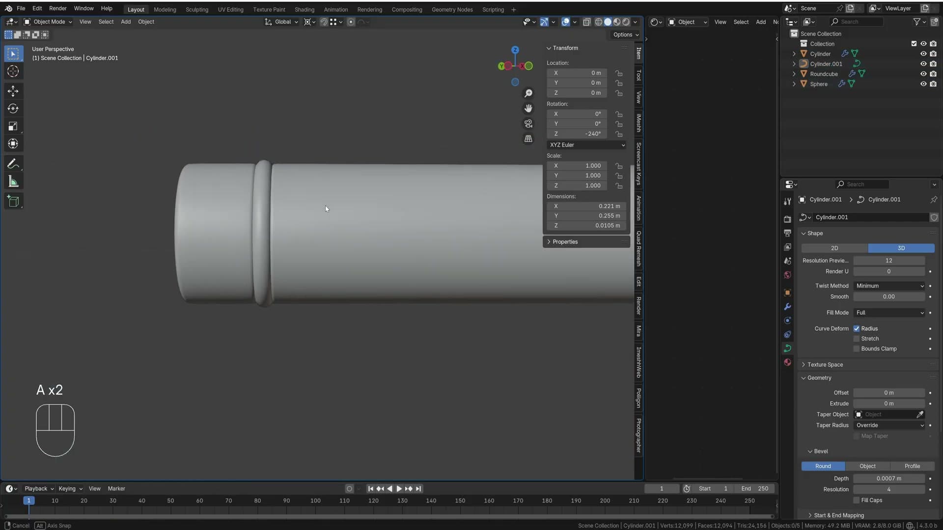 Duplicated edge converted to a curve with geometry bevel, giving a rubber ring around each foot.