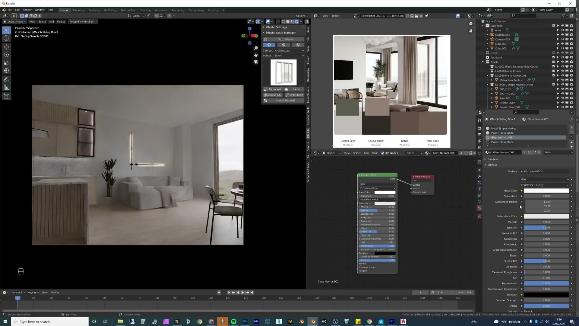 Window frame thinned by raising loop-cut edges inside edit mode to keep frame thickness.