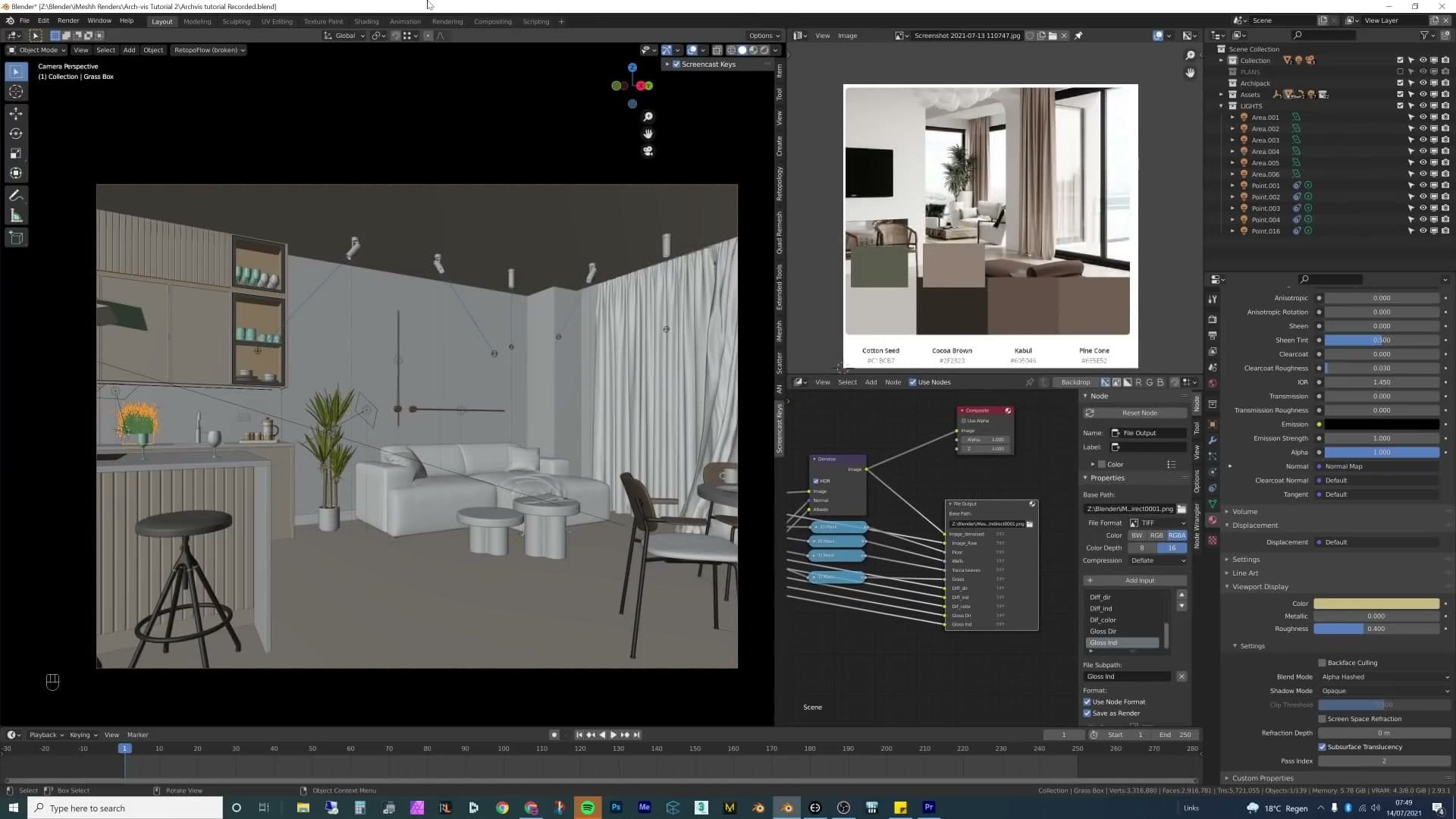 Denoise node in the compositor wired to Image, Denoising Normal and Denoising Albedo sockets.