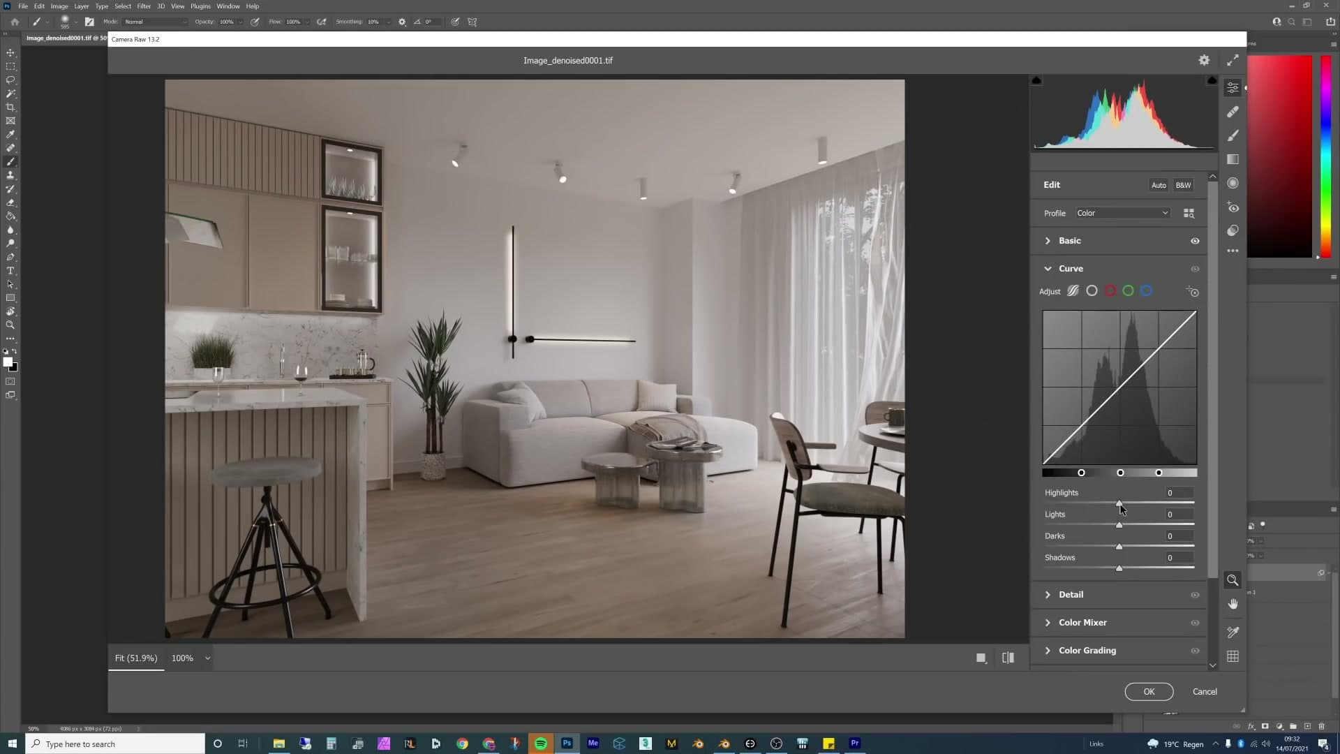 Render properties showing 250 samples, light bounces raised, clamp set to 80.
