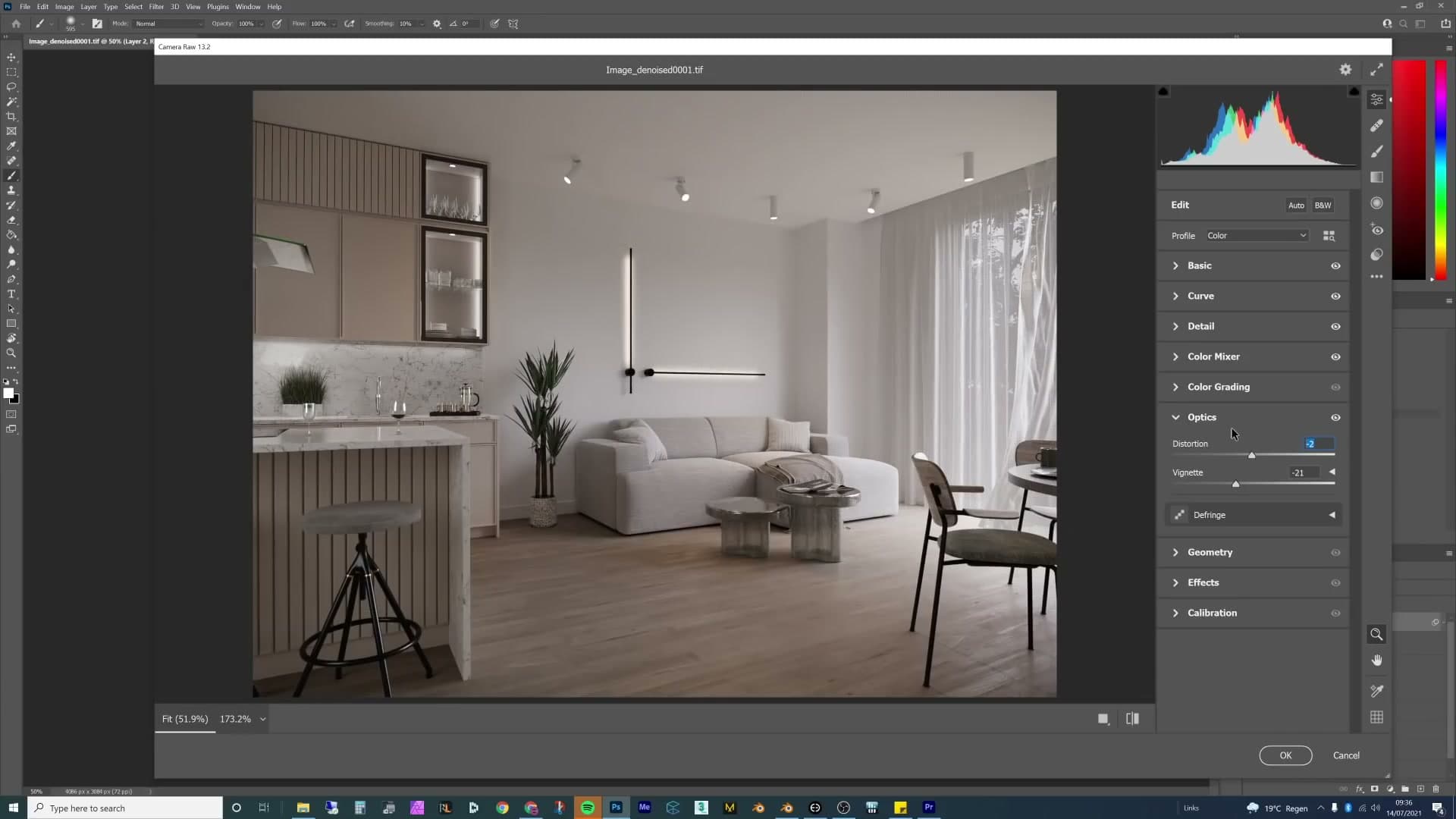 Glossy Direct pass set to Screen blend mode adding highlights back into the glass and tap.