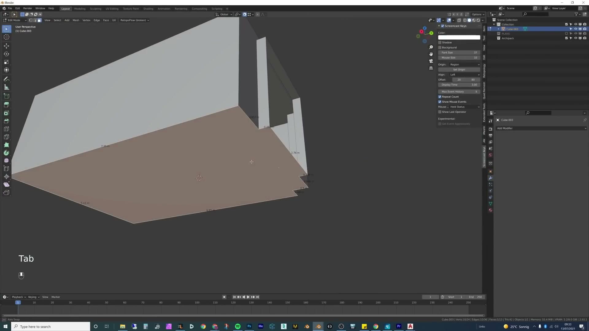 A lip extruded above each window opening to hide the curtain rail later in the build.