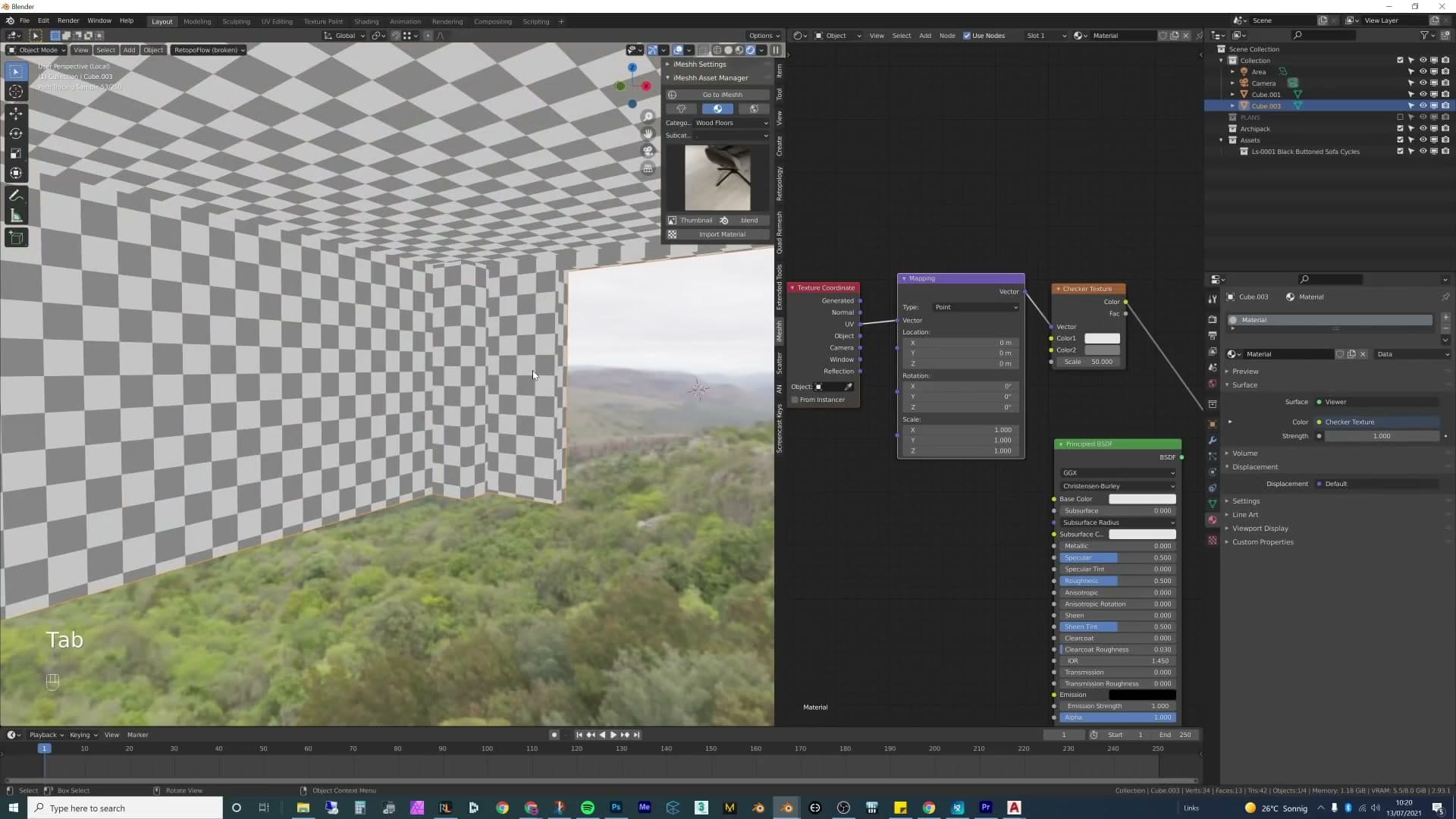 Glossiness map inverted to feed roughness, with normal map plugged in at 0.1 strength for subtle bump.