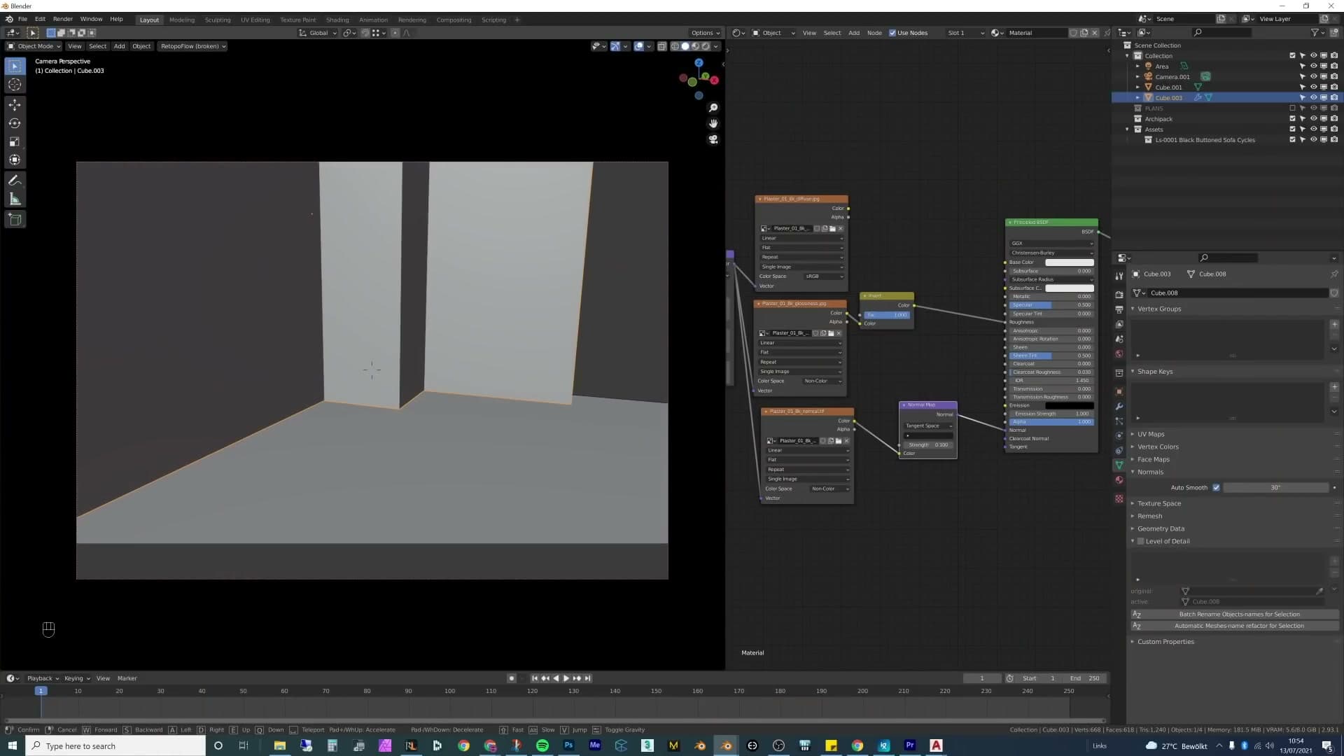 Camera rotation reset to 90° on X so vertical edges run parallel through the frame.