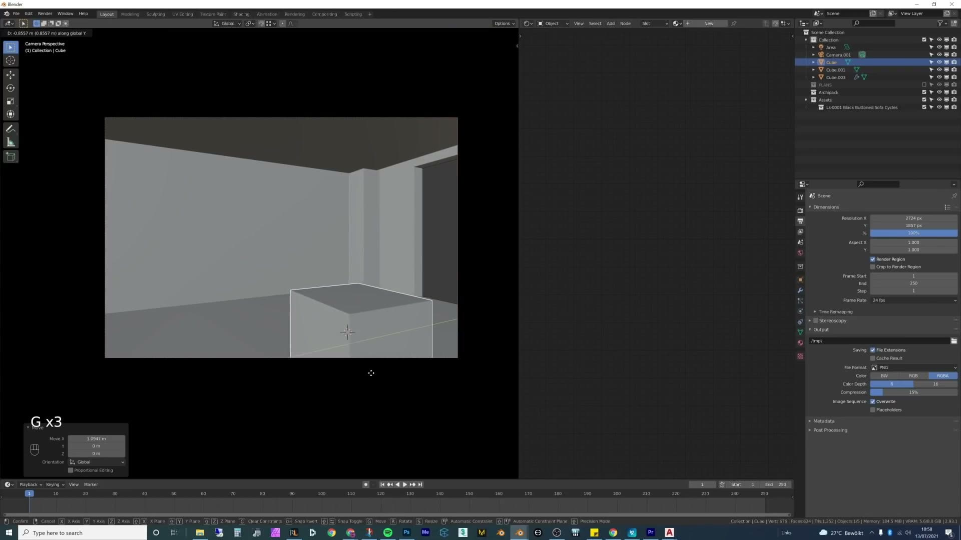 Render output resolution shown at a Canon-like 3:2 ratio so it reads as a real camera frame.