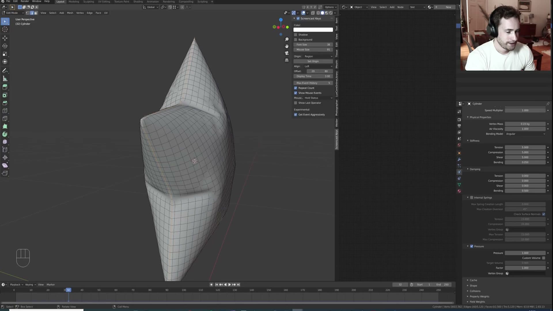 Subdivision and a fresh cloth modifier added on top of the inflated shape.