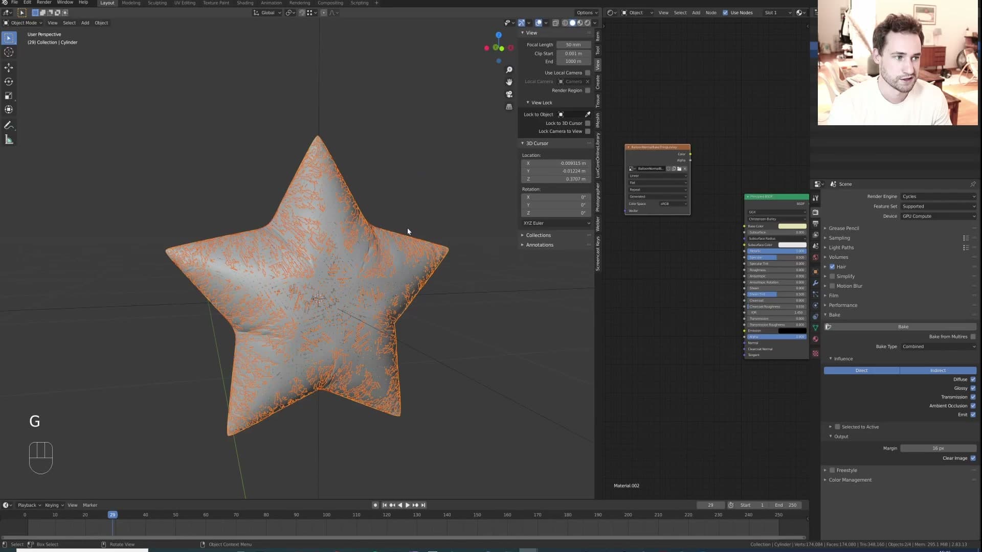 Render properties with CUDA selected so the Bake panel exposes the right options for Normal bake.
